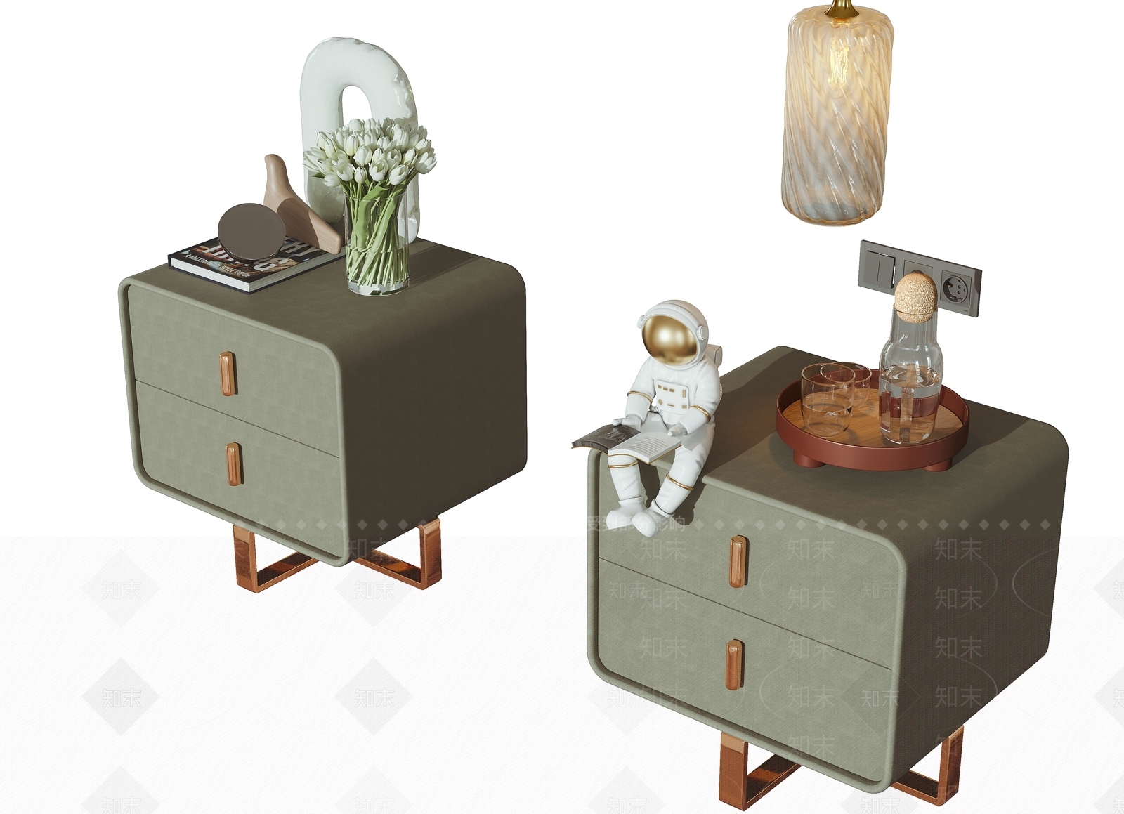 现代床头柜3D模型下载【ID:1144214474】