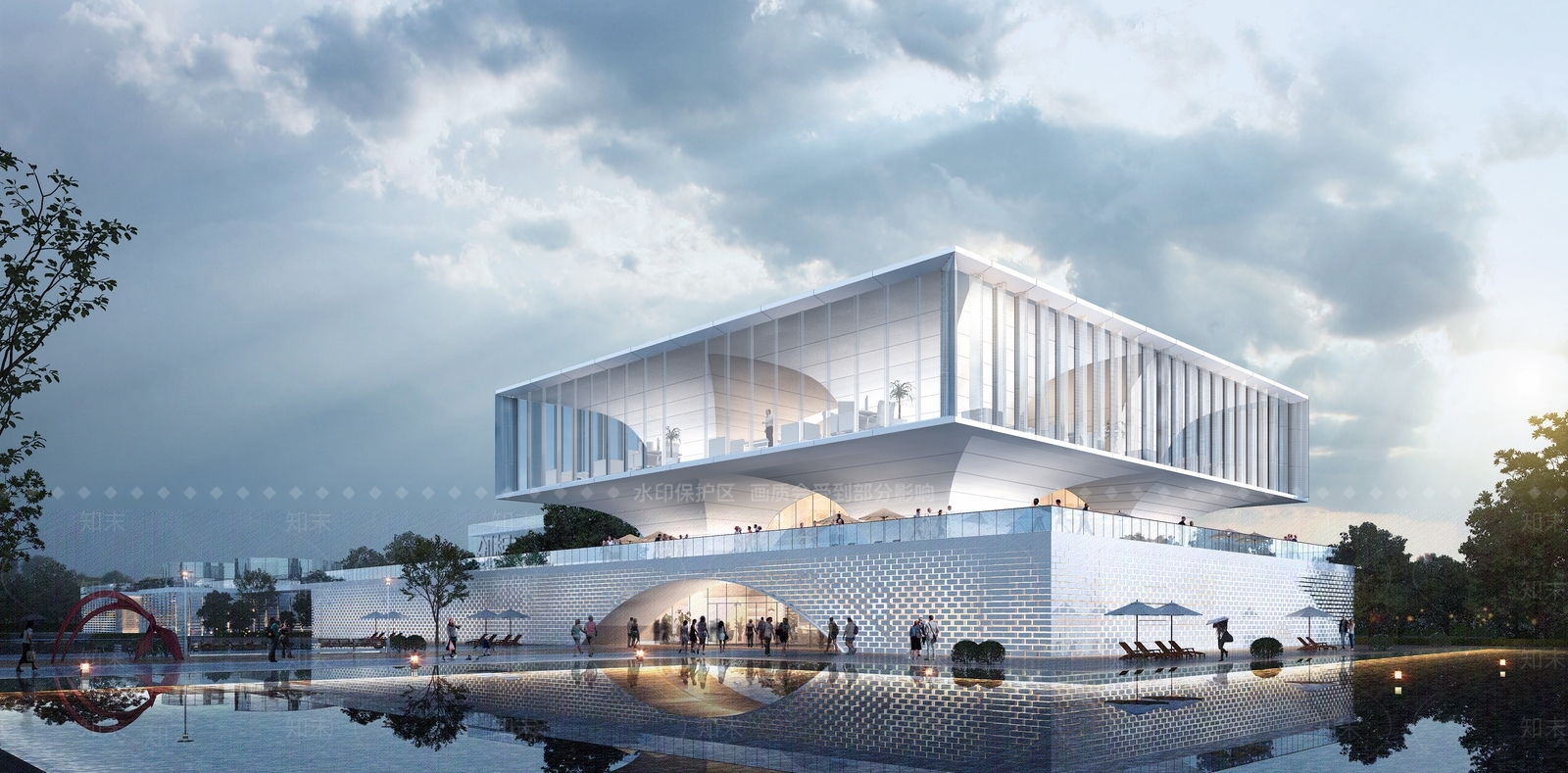 现代售楼处建筑SU模型精品下载_SketchUp模型_知末网