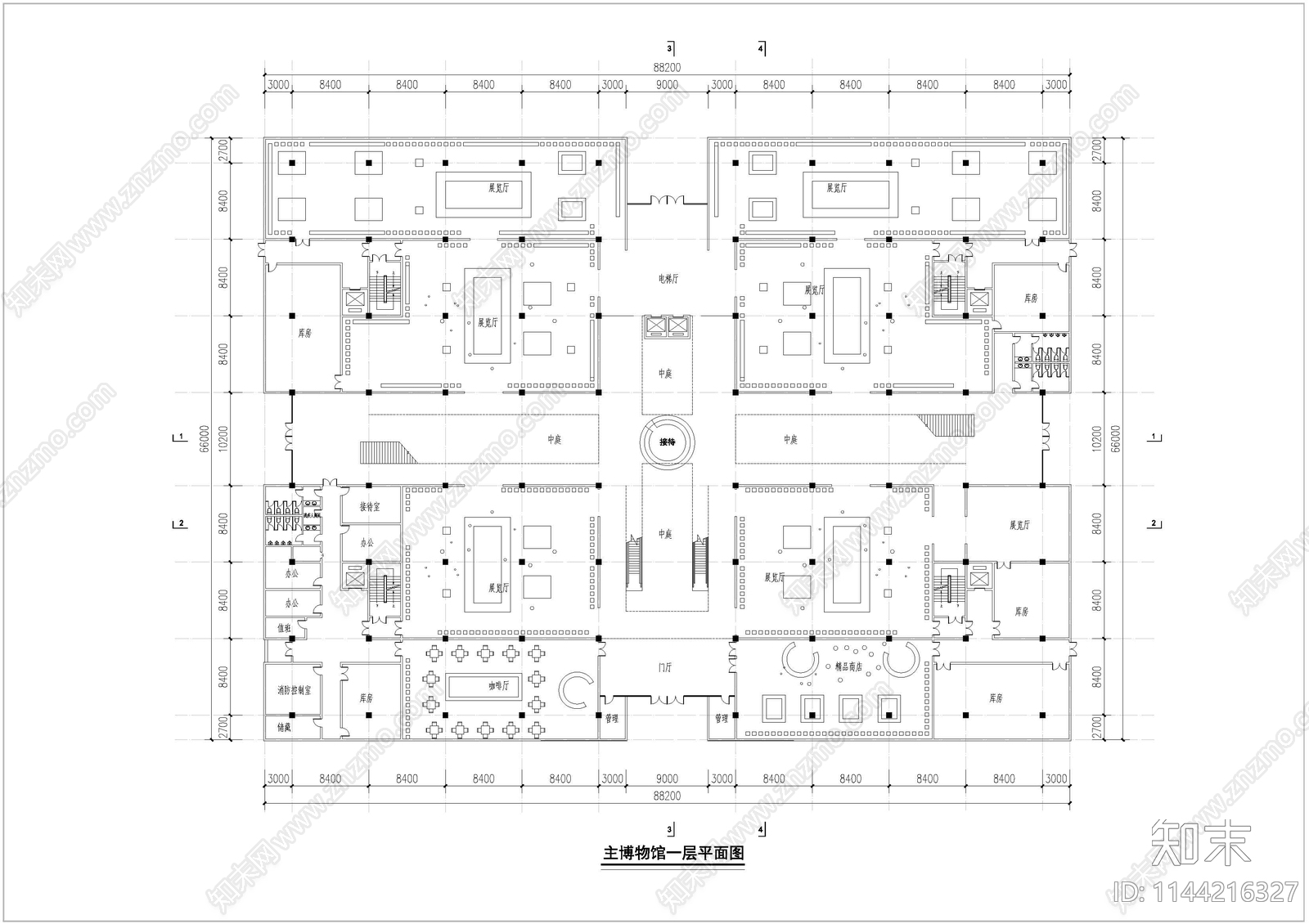 博物馆建筑施工图下载【ID:1144216327】