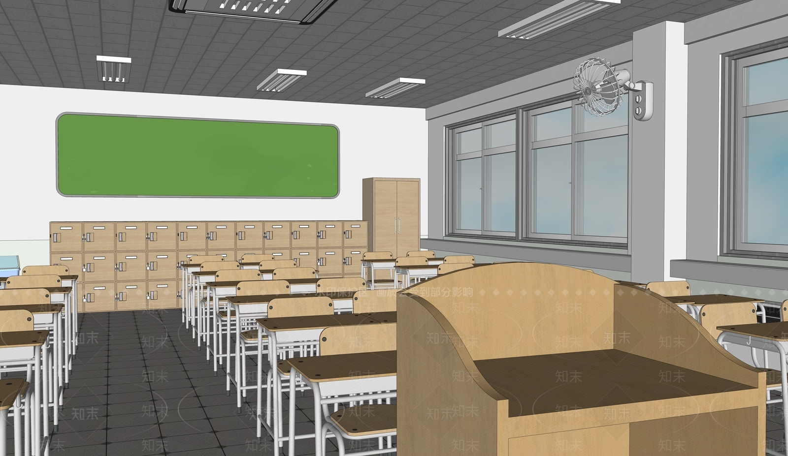 现代学校教室SU模型下载【ID:1144216894】