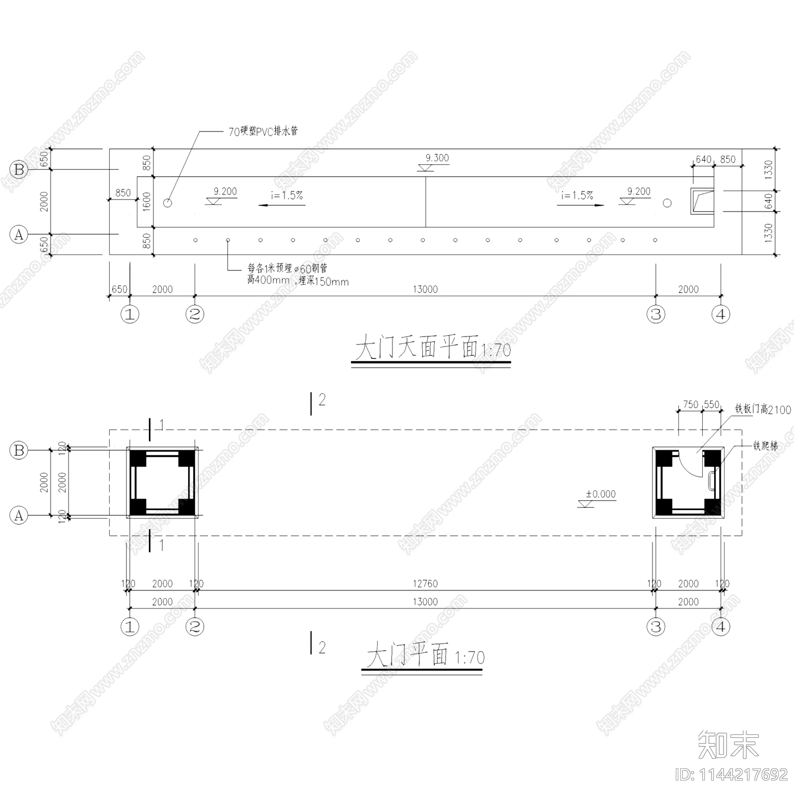 五金机电产品批发市场大门详图cad施工图下载【ID:1144217692】