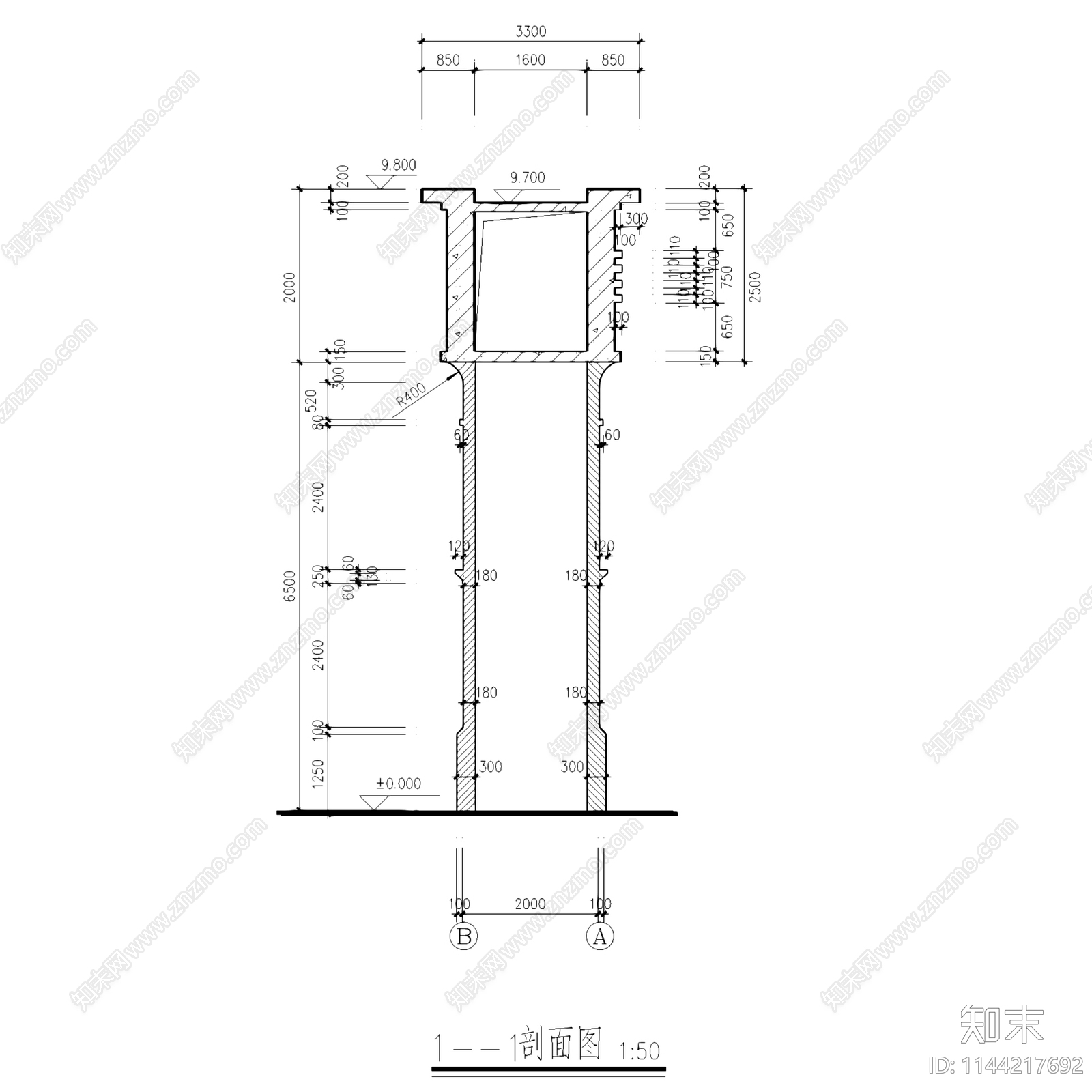 五金机电产品批发市场大门详图cad施工图下载【ID:1144217692】