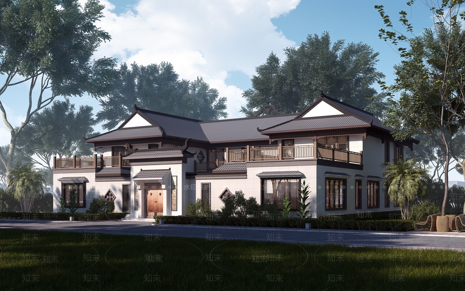 新中式四合院SU模型下载【ID:1144218755】