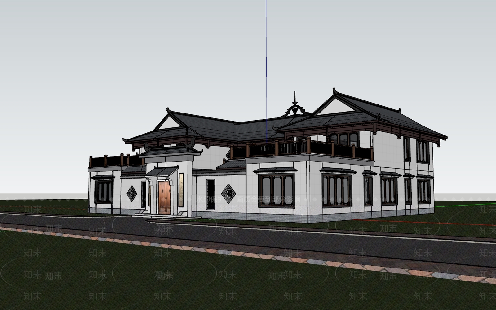 新中式四合院SU模型下载【ID:1144218755】