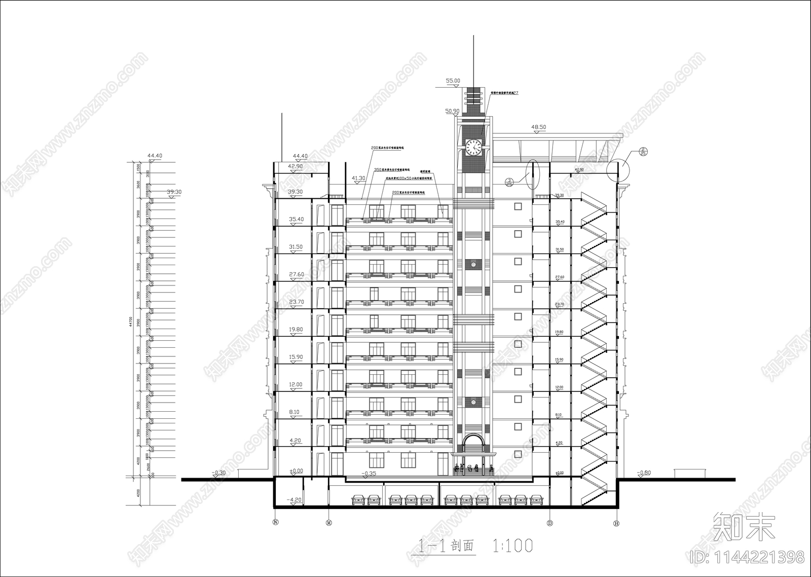 大学高层教学综合楼建筑cad施工图下载【ID:1144221398】