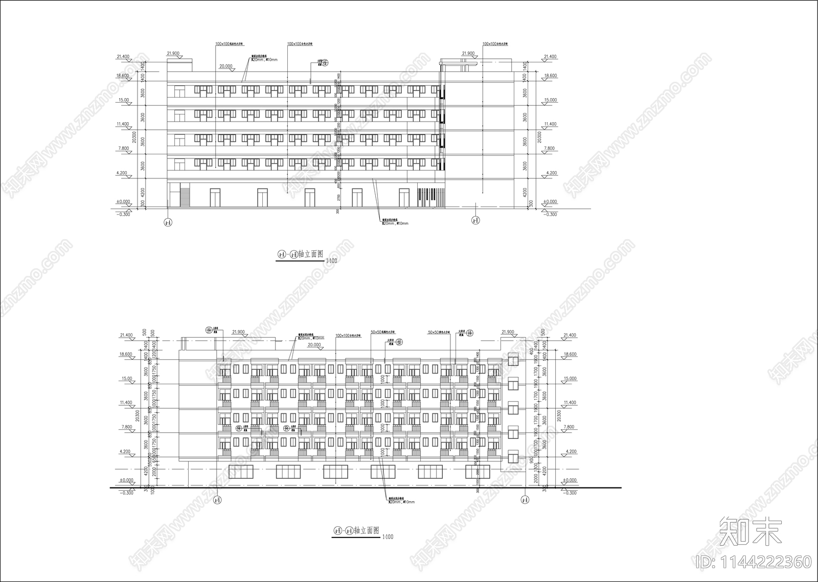 大学宿舍建筑cad施工图下载【ID:1144222360】