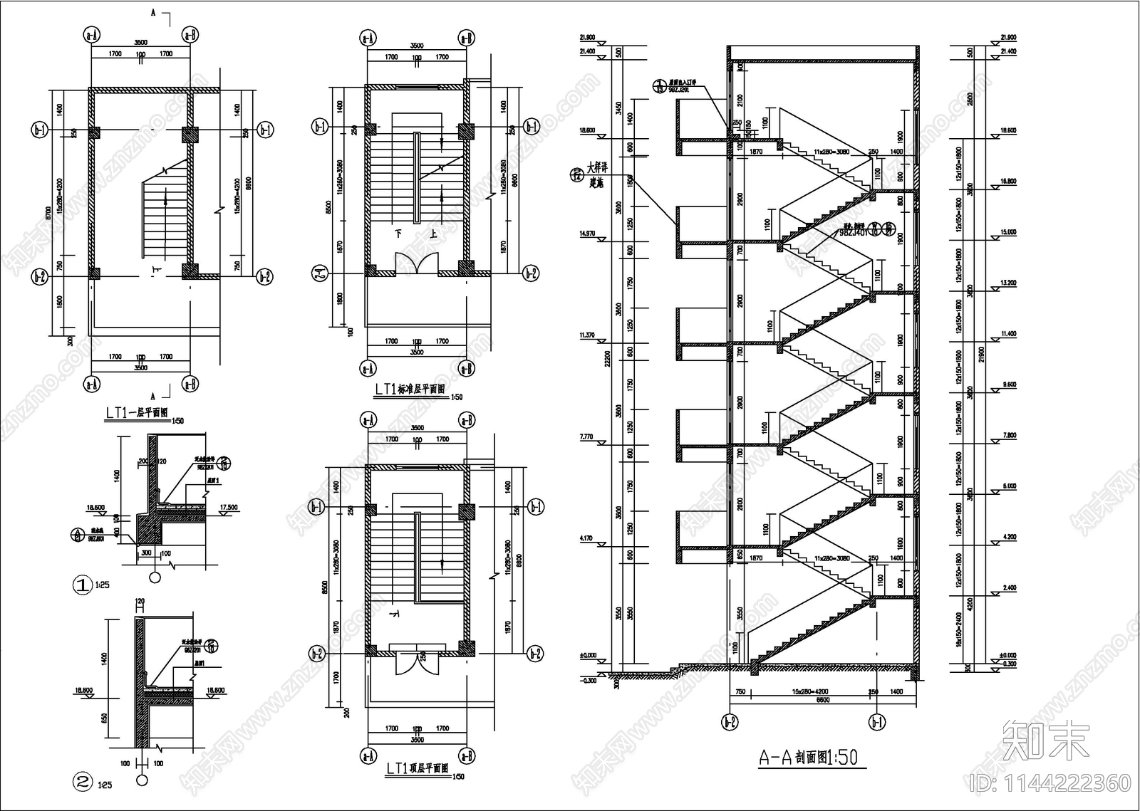 大学宿舍建筑cad施工图下载【ID:1144222360】