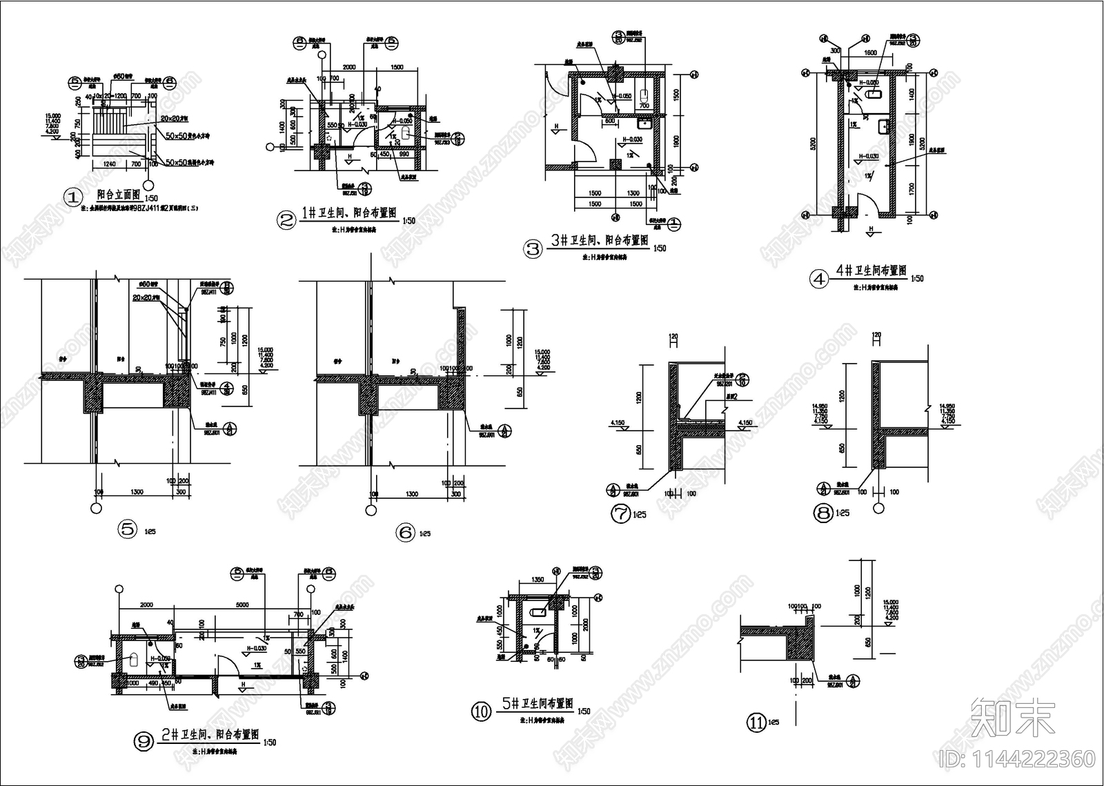 大学宿舍建筑cad施工图下载【ID:1144222360】