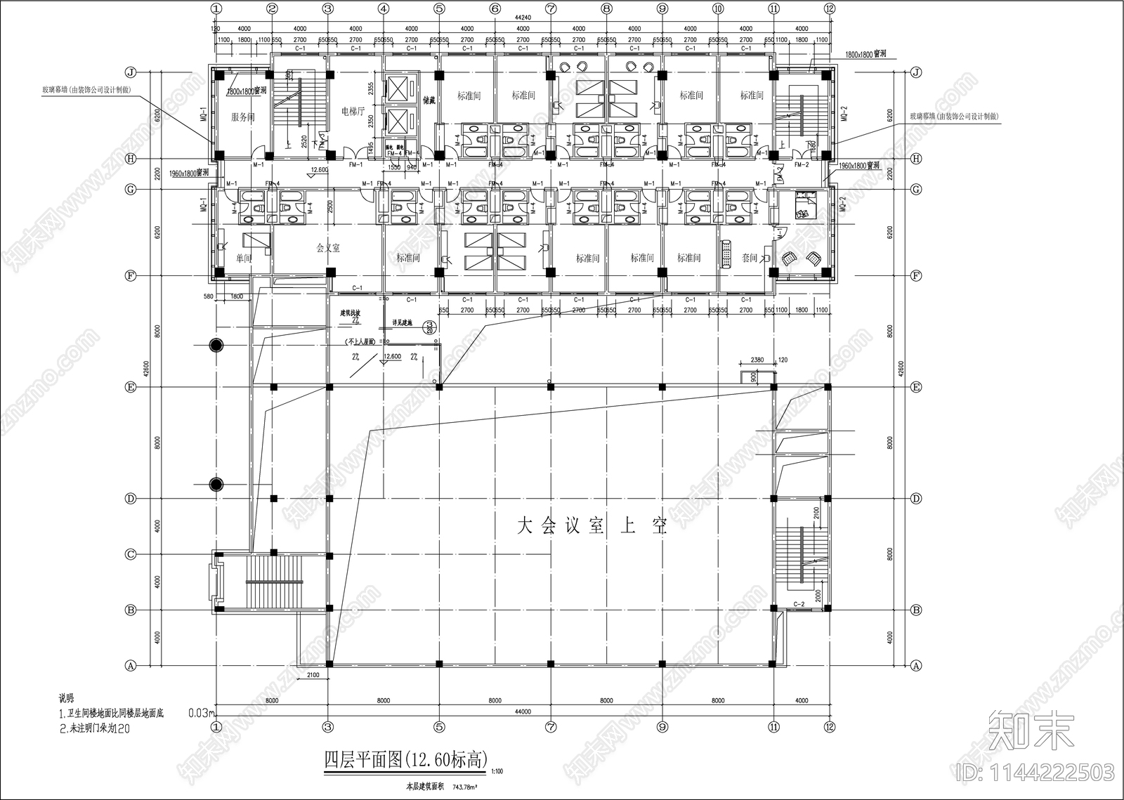 党校学员公寓建筑cad施工图下载【ID:1144222503】