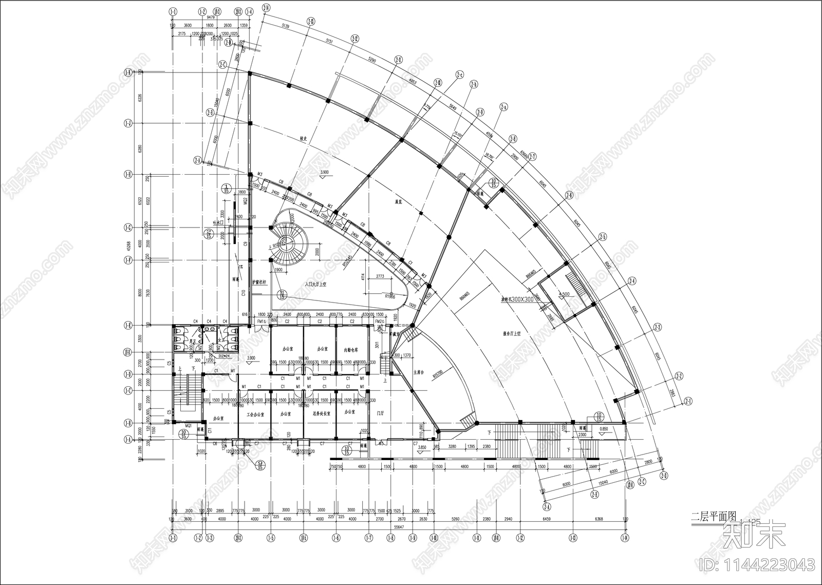 高校行政楼建筑cad施工图下载【ID:1144223043】