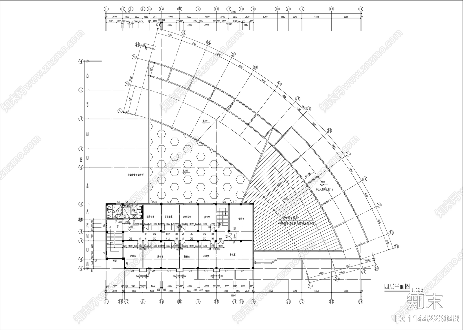 高校行政楼建筑cad施工图下载【ID:1144223043】