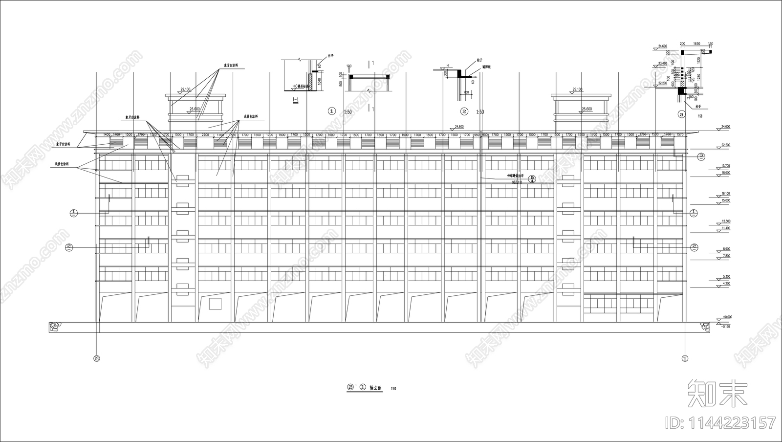 中学教学楼建筑cad施工图下载【ID:1144223157】