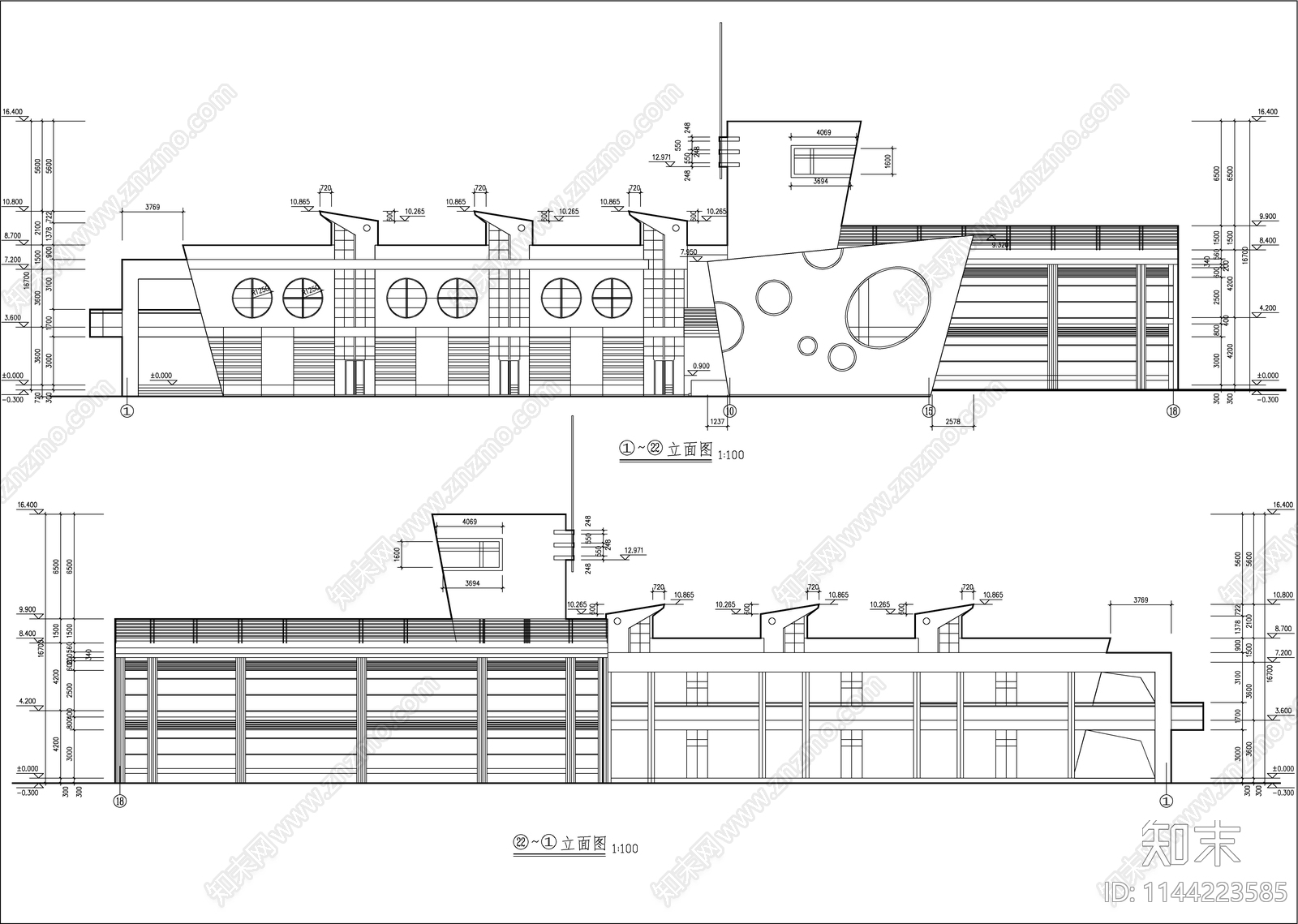 鸡冠幼儿园建筑cad施工图下载【ID:1144223585】