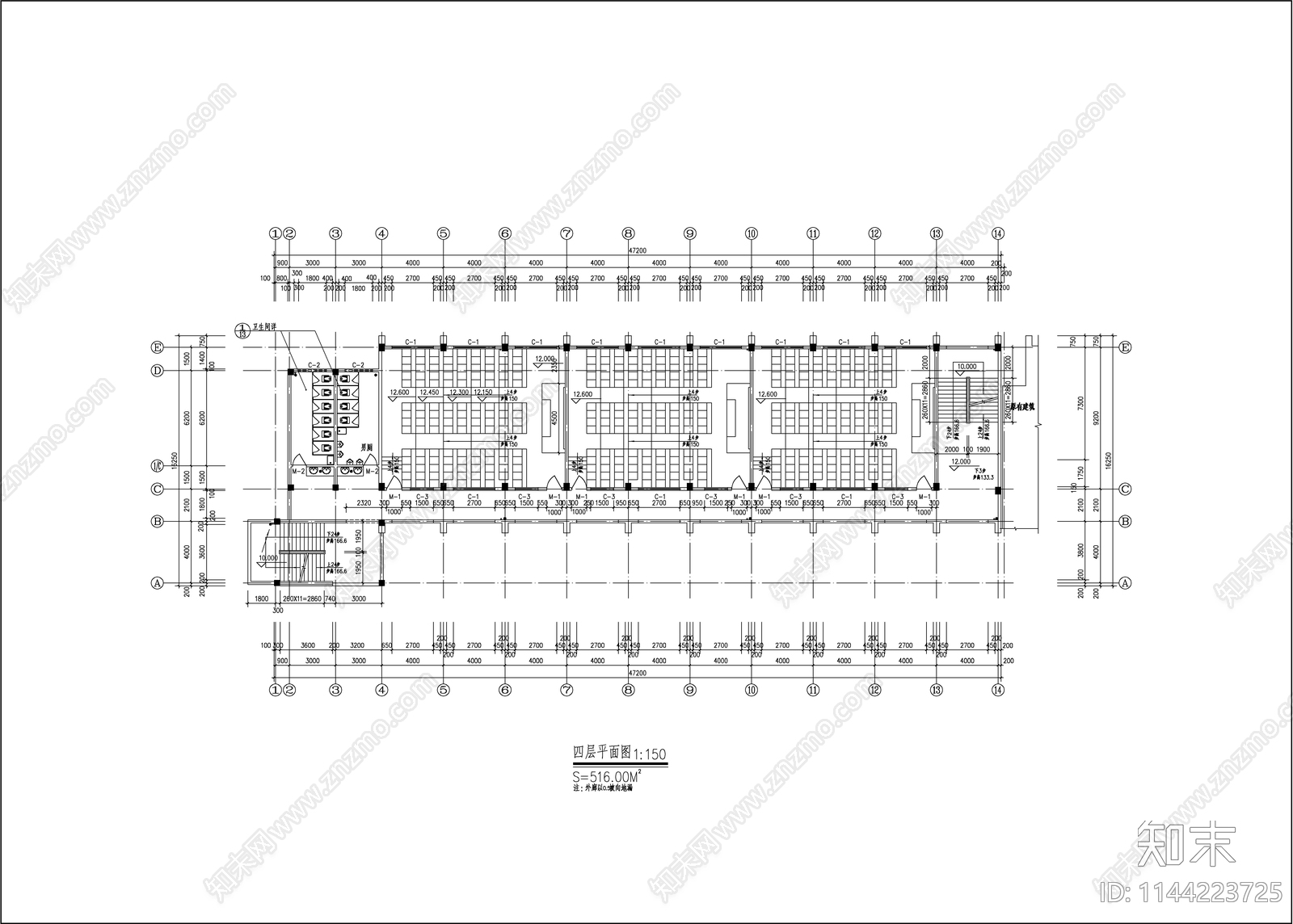 大学教学楼建筑cad施工图下载【ID:1144223725】