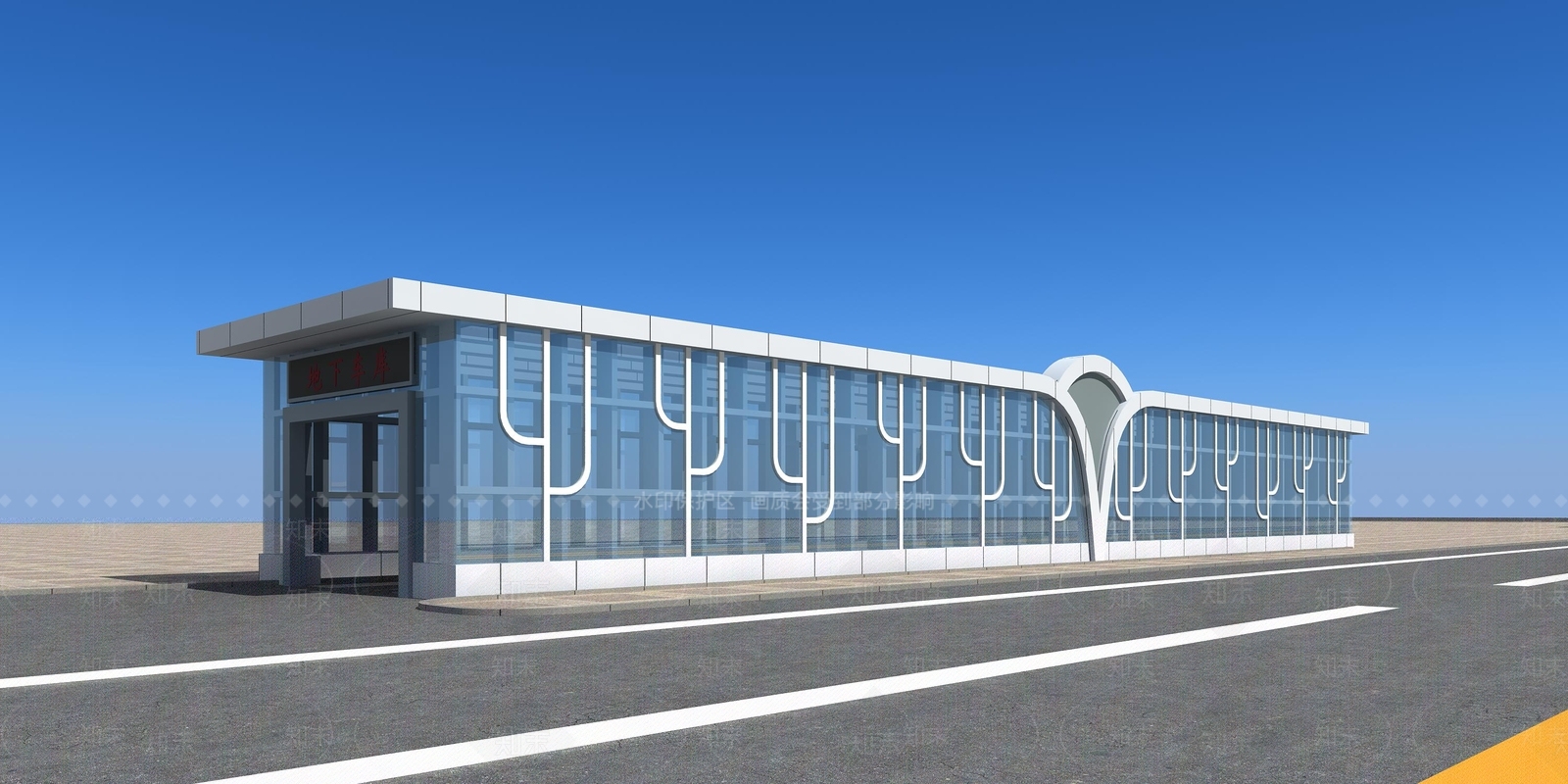 现代地下停车场入口3D模型下载【ID:1144223939】