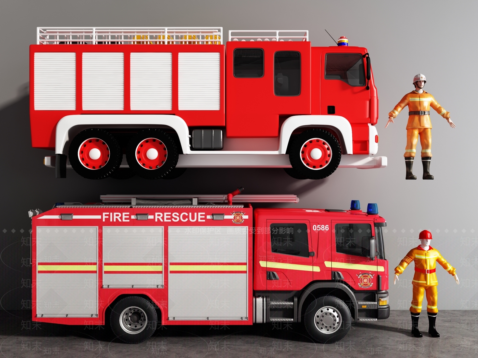 消防车3D模型下载【ID:1144225856】