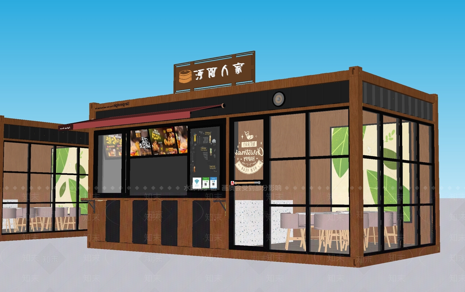 现代集装箱餐饮建筑SU模型下载【ID:1144227360】