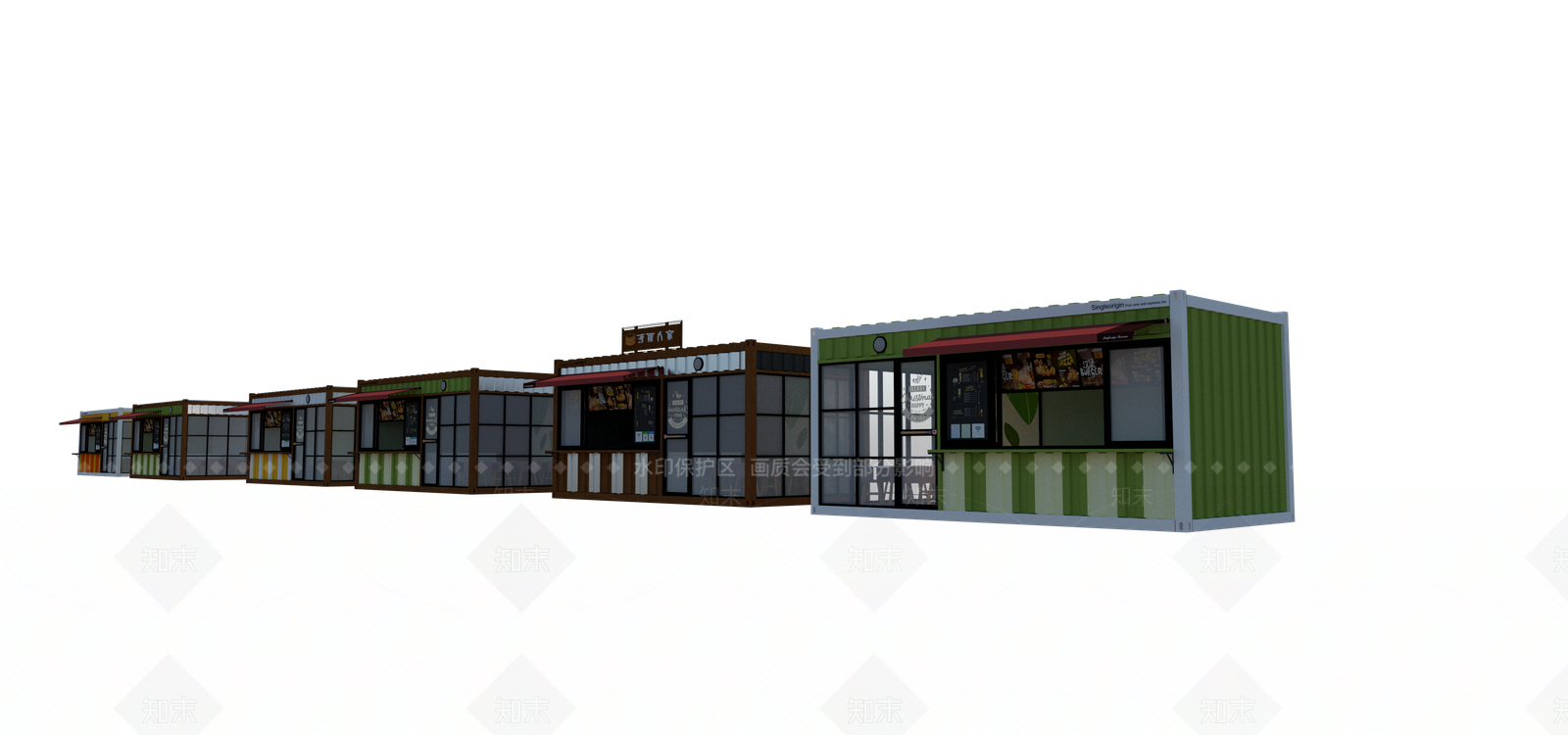 现代集装箱餐饮建筑SU模型下载【ID:1144227360】