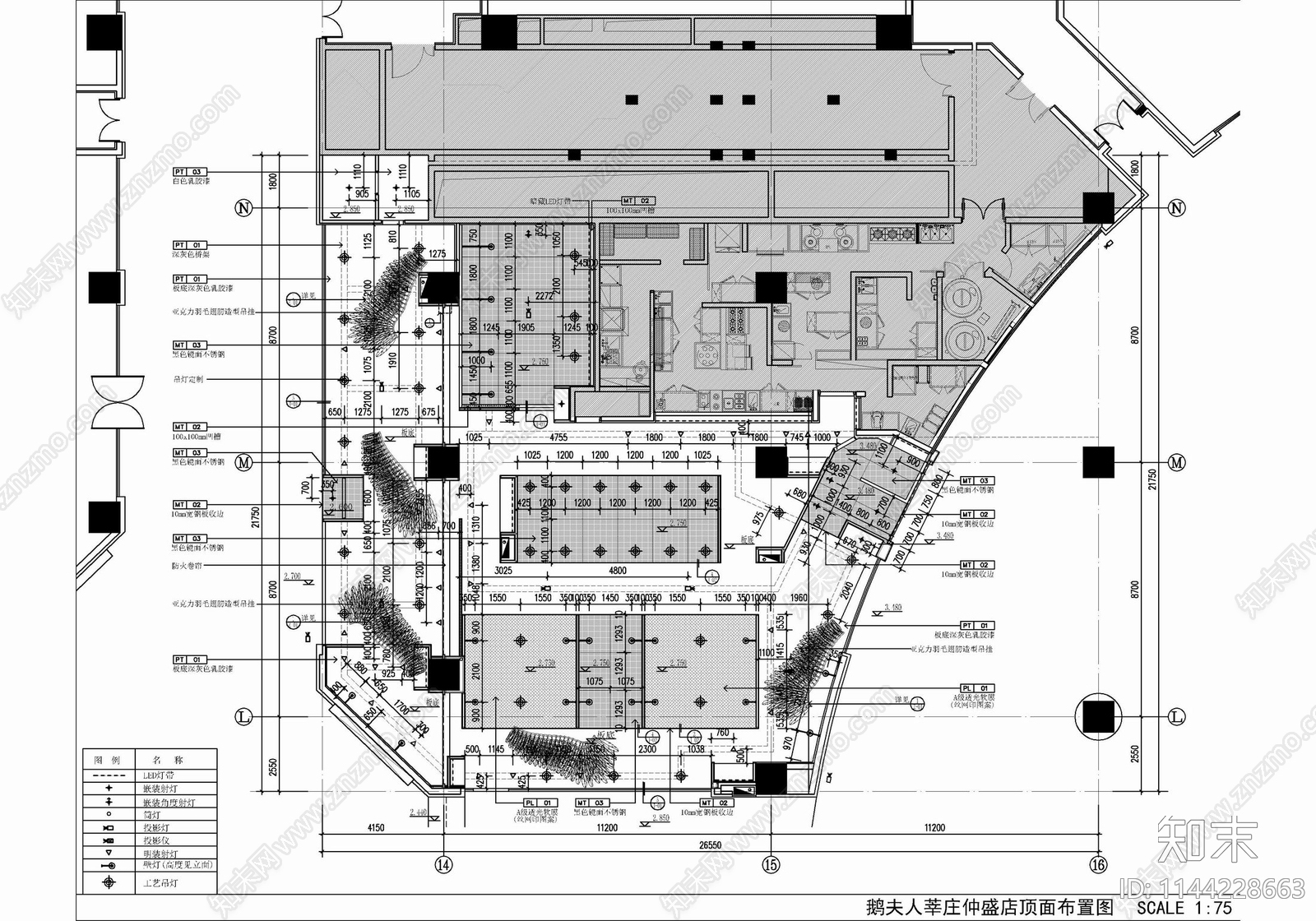 600㎡中餐厅室内cad施工图下载【ID:1144228663】