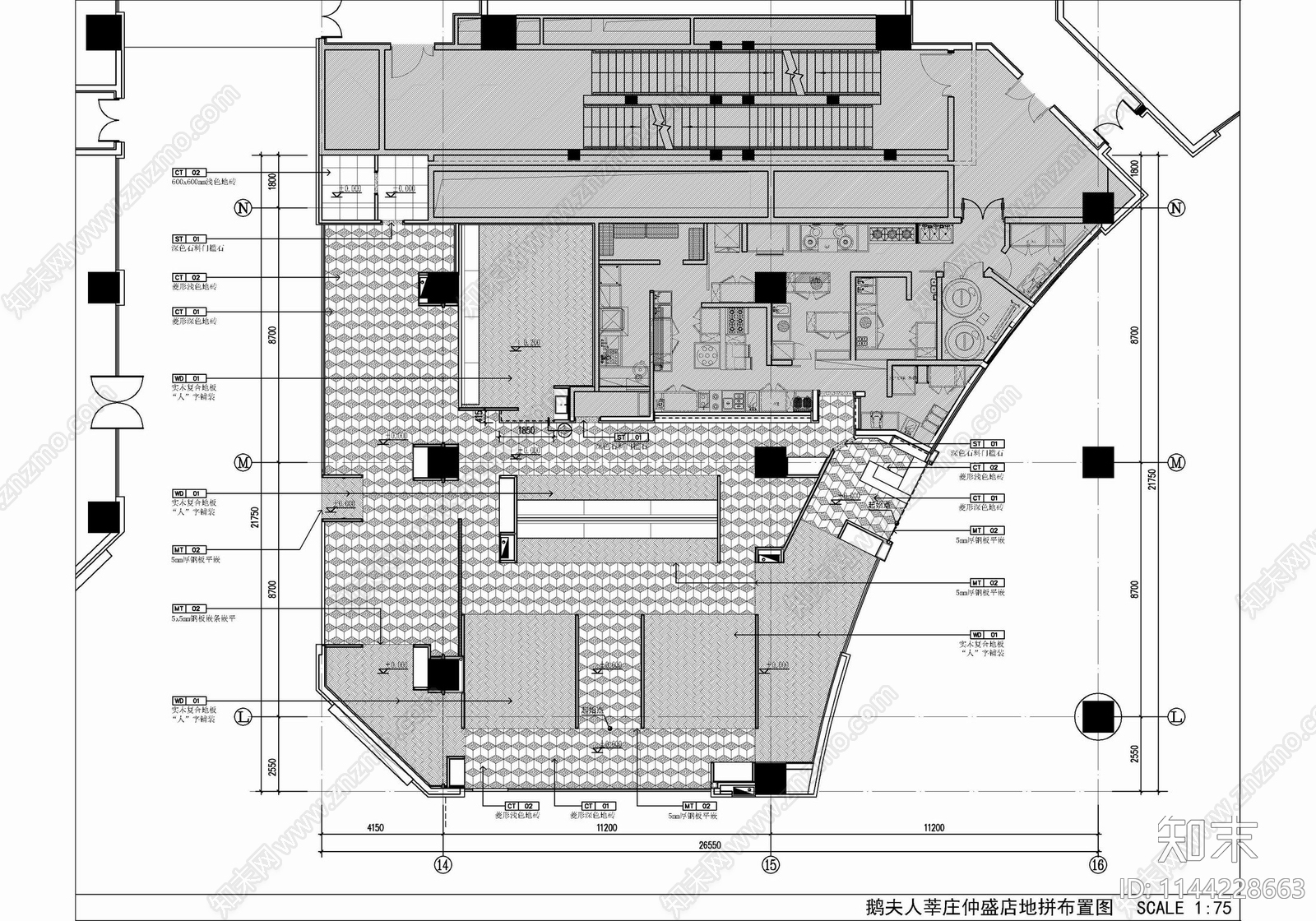 600㎡中餐厅室内cad施工图下载【ID:1144228663】