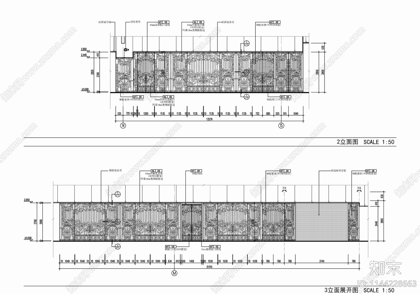 600㎡中餐厅室内cad施工图下载【ID:1144228663】