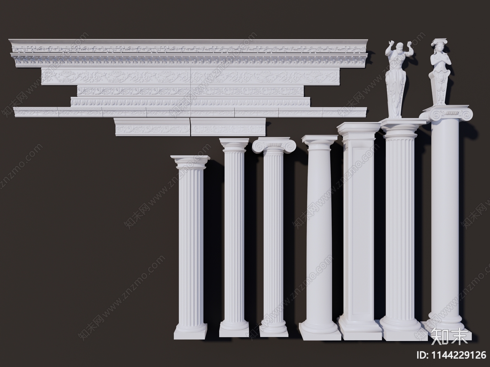 欧式罗马柱SU模型下载【ID:1144229126】