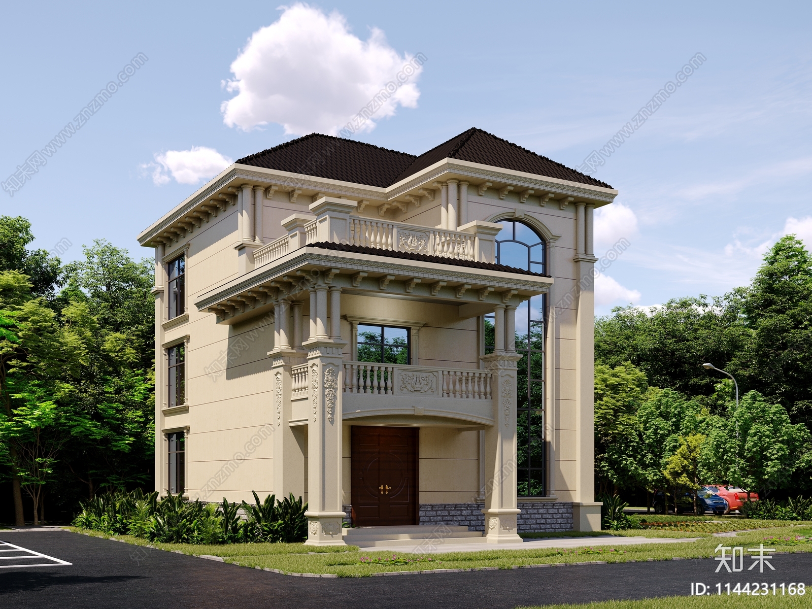 三层欧式乡村自建房建筑施工图下载【ID:1144231168】