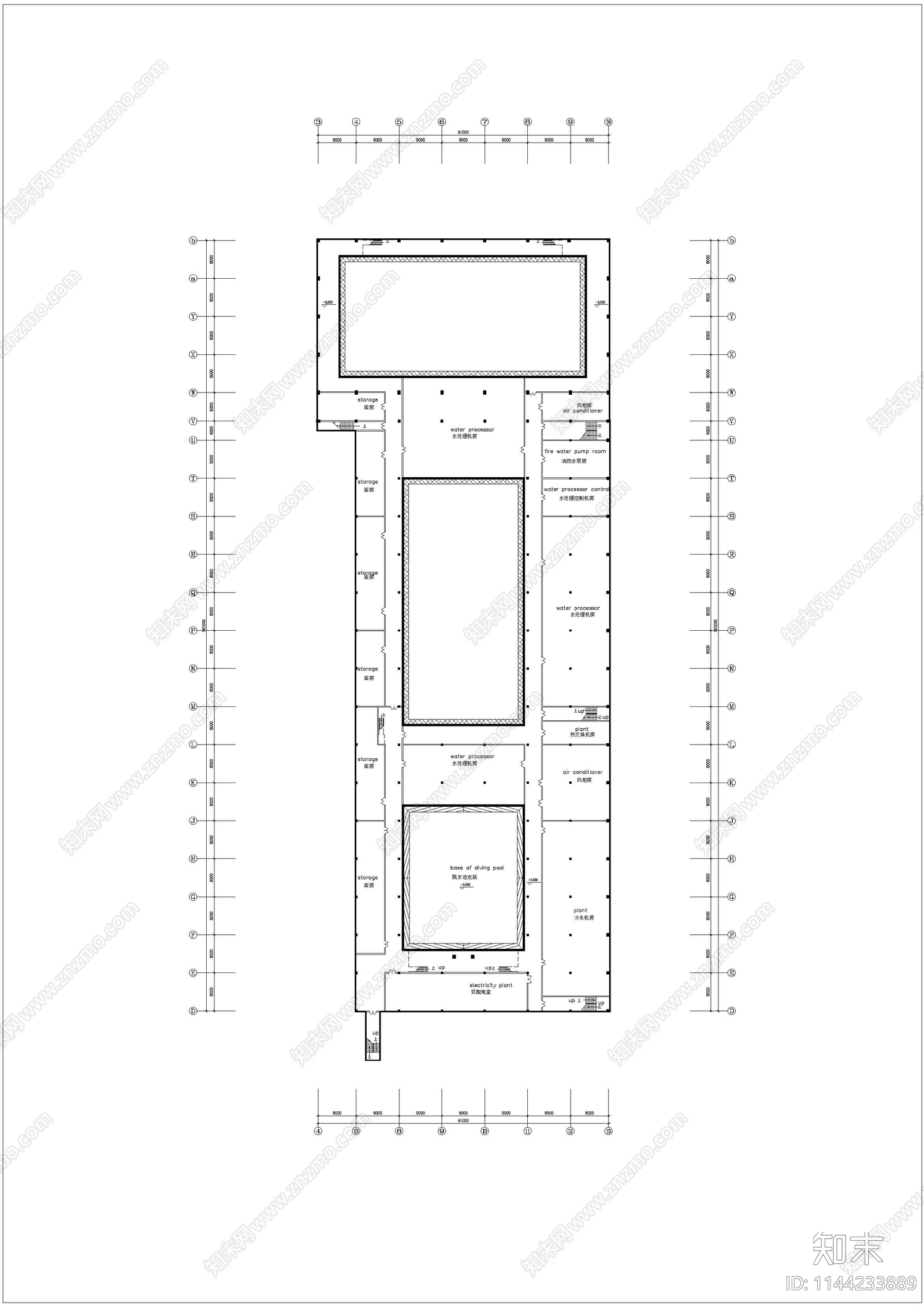 游泳馆建筑cad施工图下载【ID:1144233889】