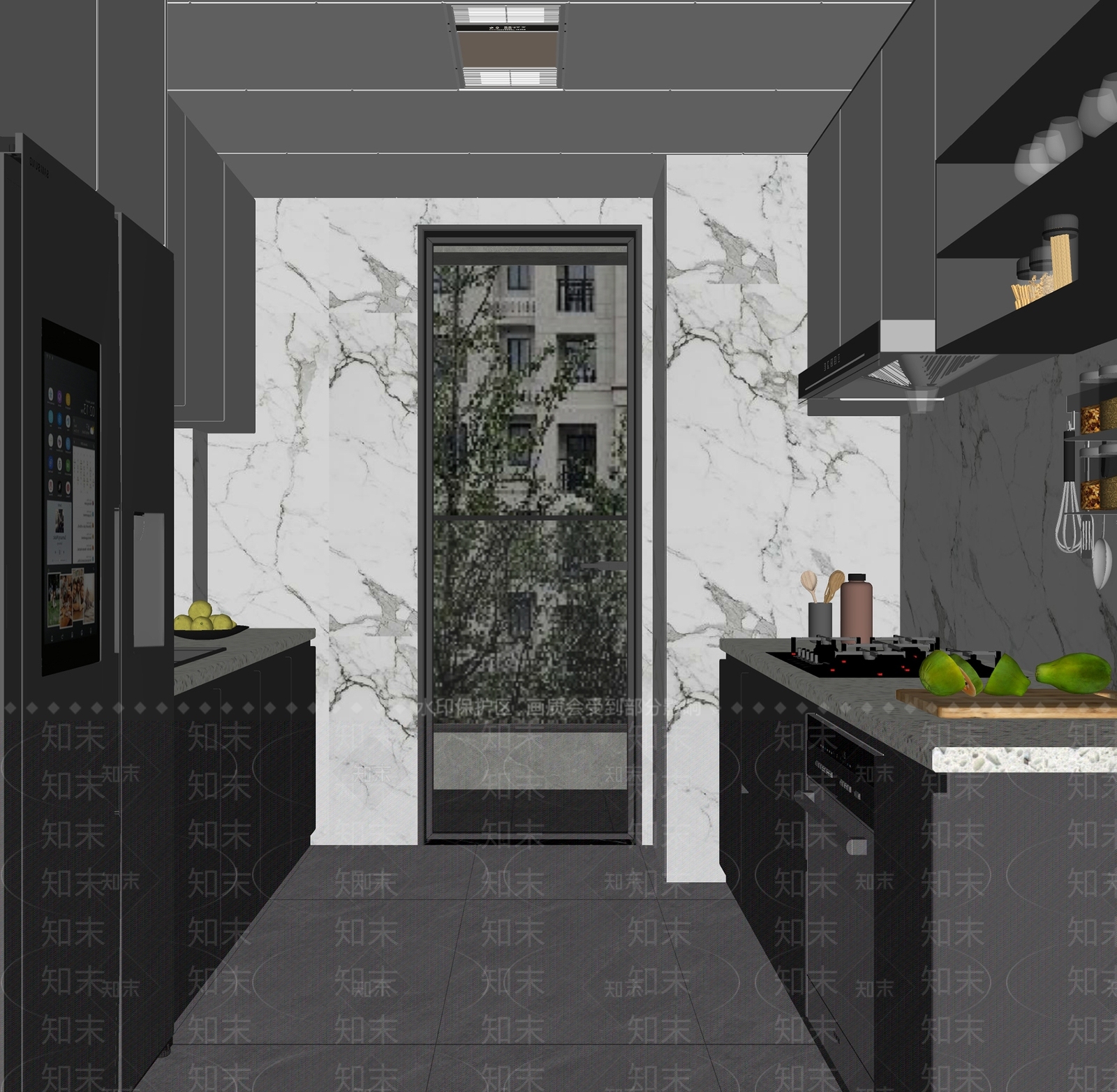 现代封闭式厨房SU模型下载【ID:1144234540】