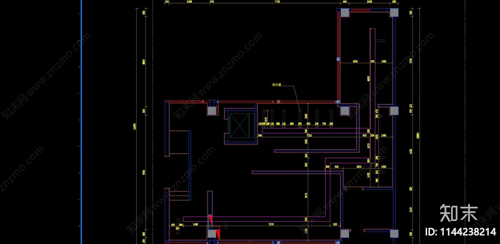 现代工装厨房室内施工图下载【ID:1144238214】