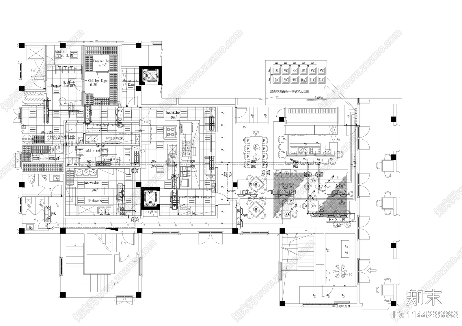 西餐厅暖通施工图下载【ID:1144238898】