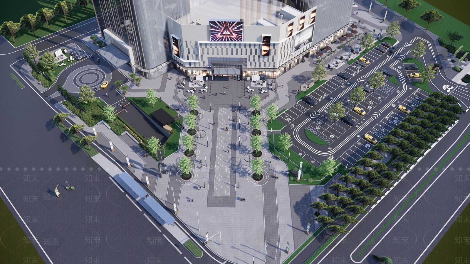 现代风格商业街景观SU模型下载【ID:1144242217】