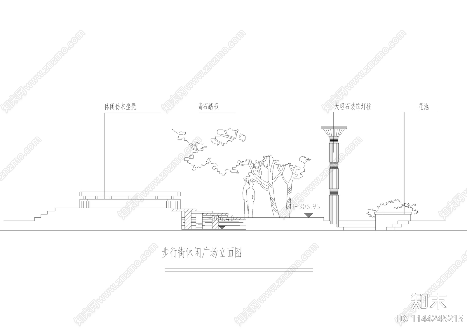 商业街区景观cad施工图下载【ID:1144245215】