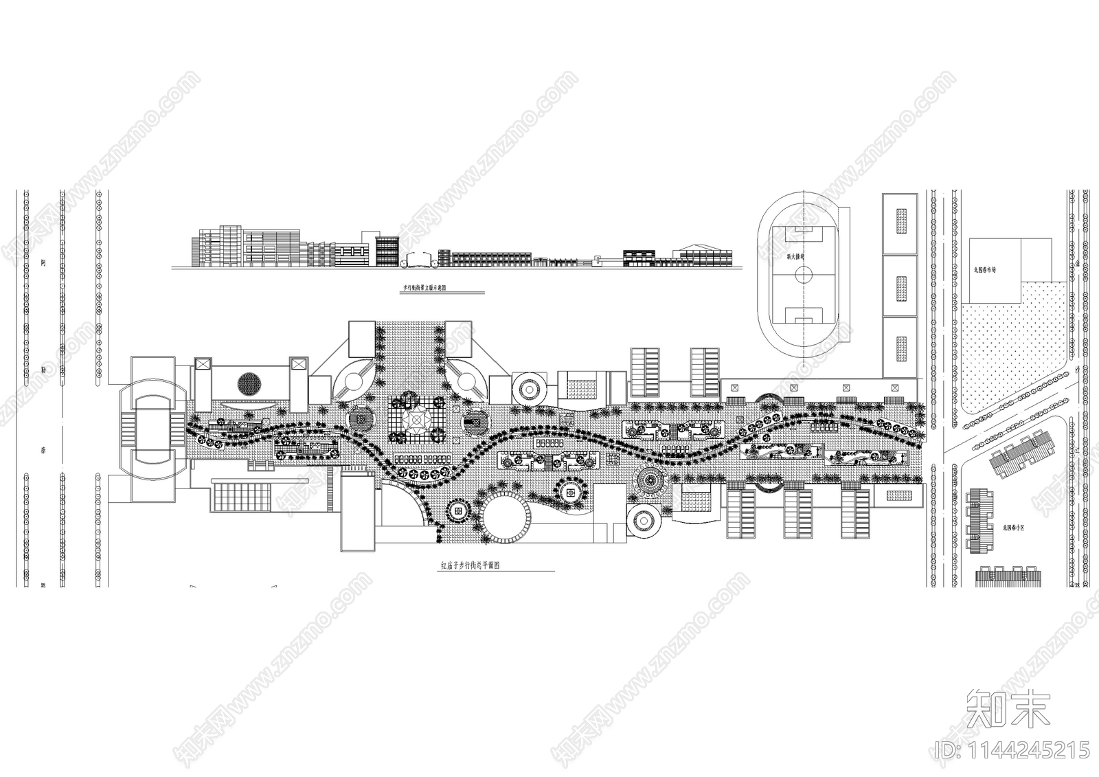 商业街区景观cad施工图下载【ID:1144245215】