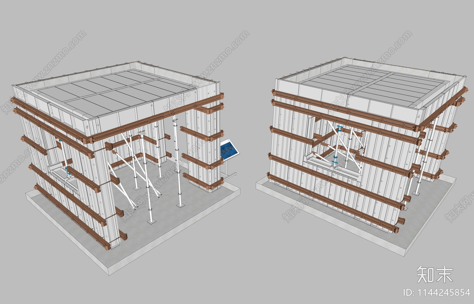 现代室内建筑铝模施工样板工地SU模型下载【ID:1144245854】