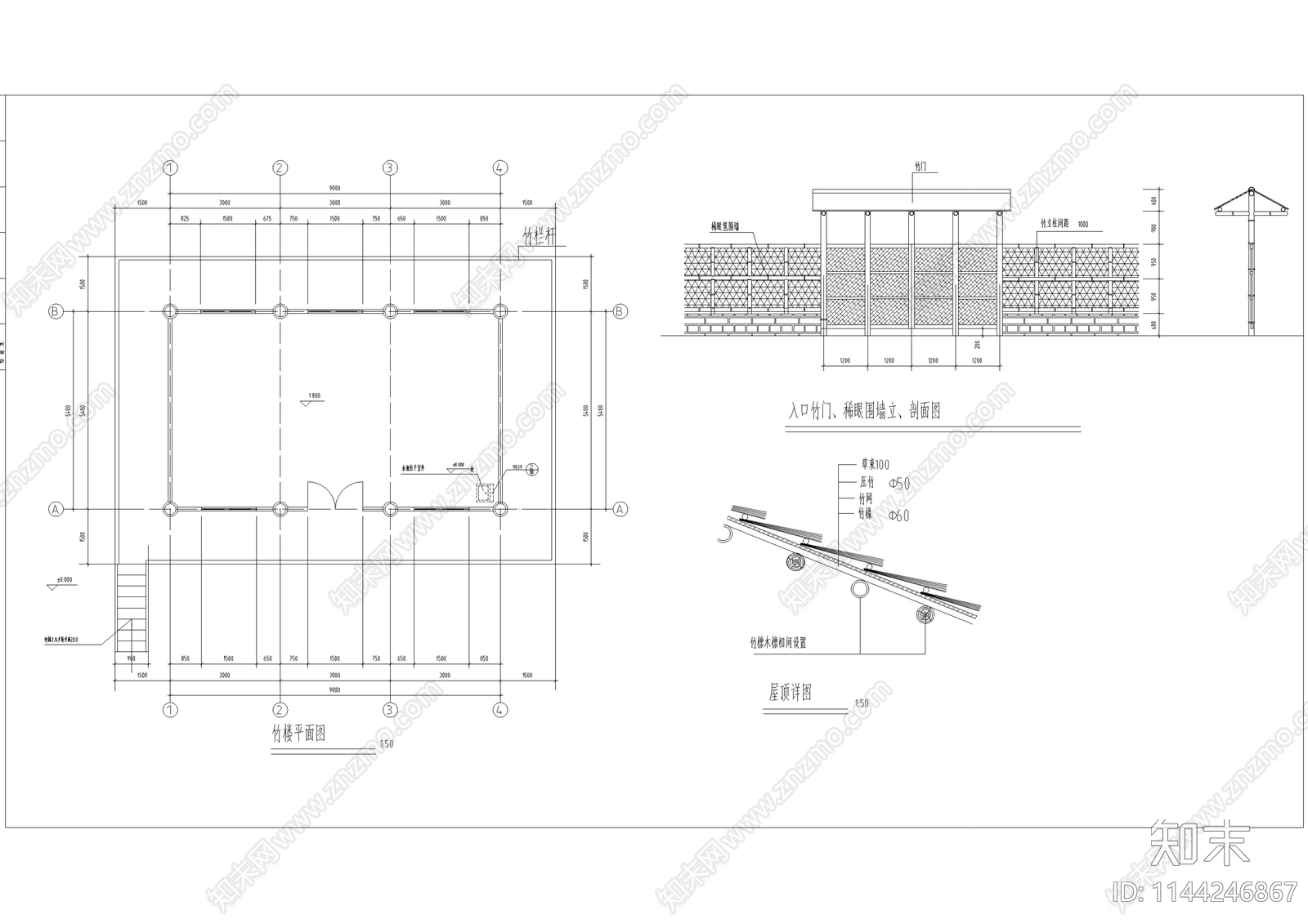 动物园孔雀园建筑cad施工图下载【ID:1144246867】