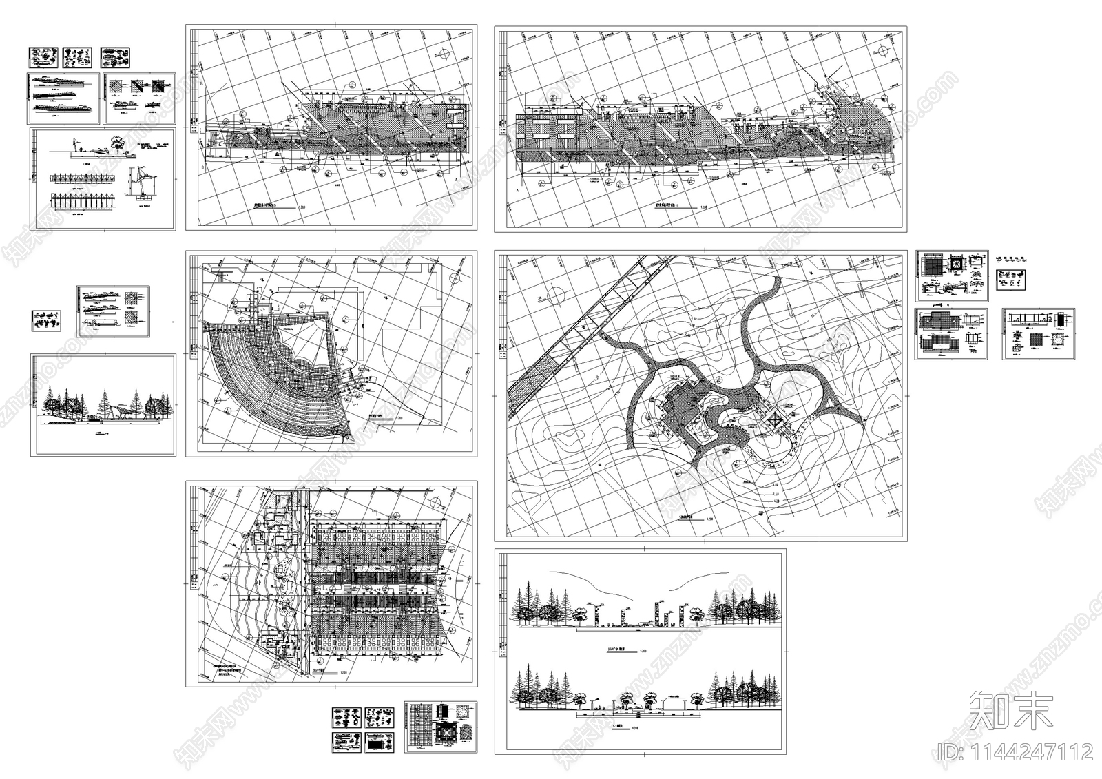 公园节点cad施工图下载【ID:1144247112】