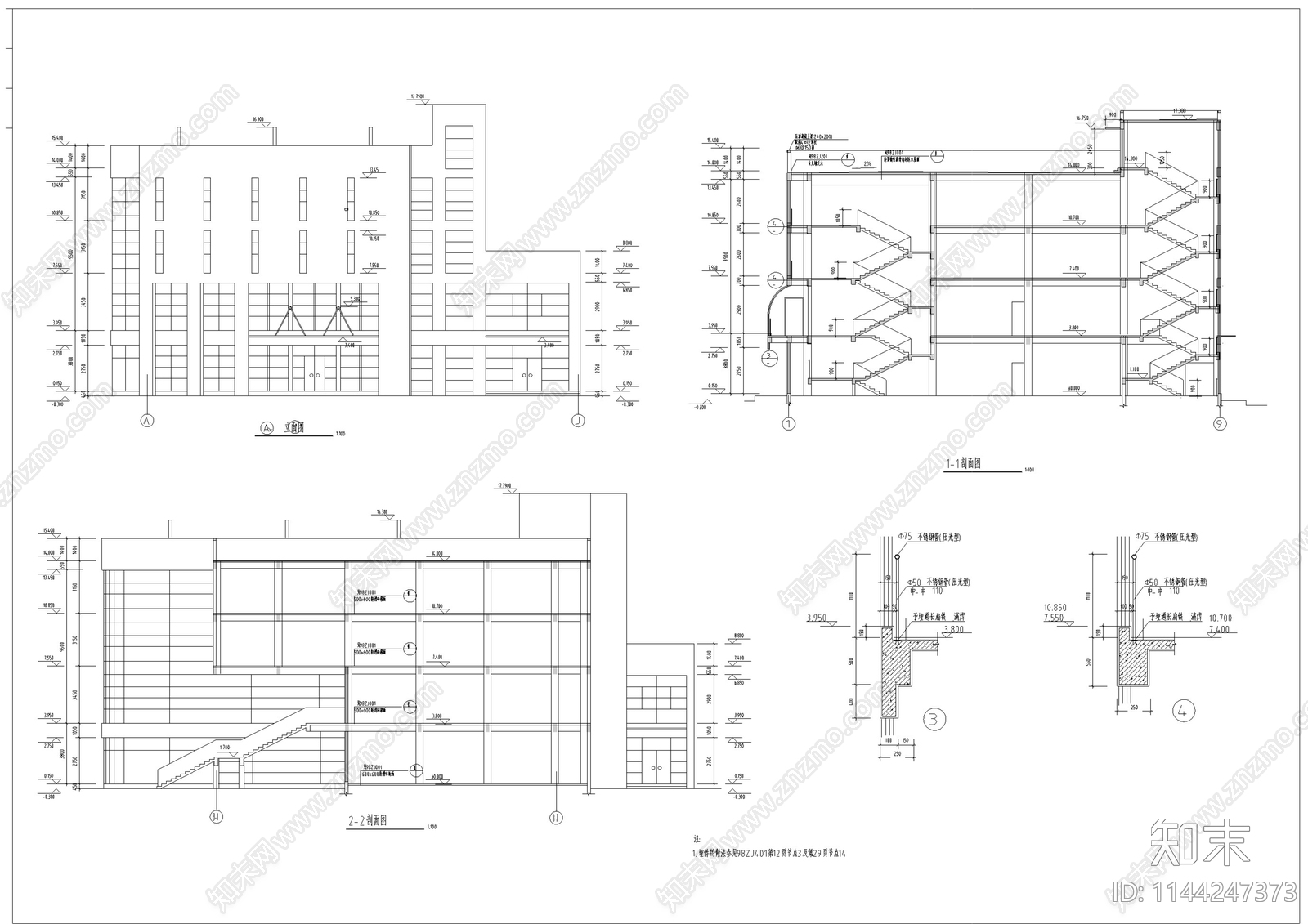 会所建筑cad施工图下载【ID:1144247373】