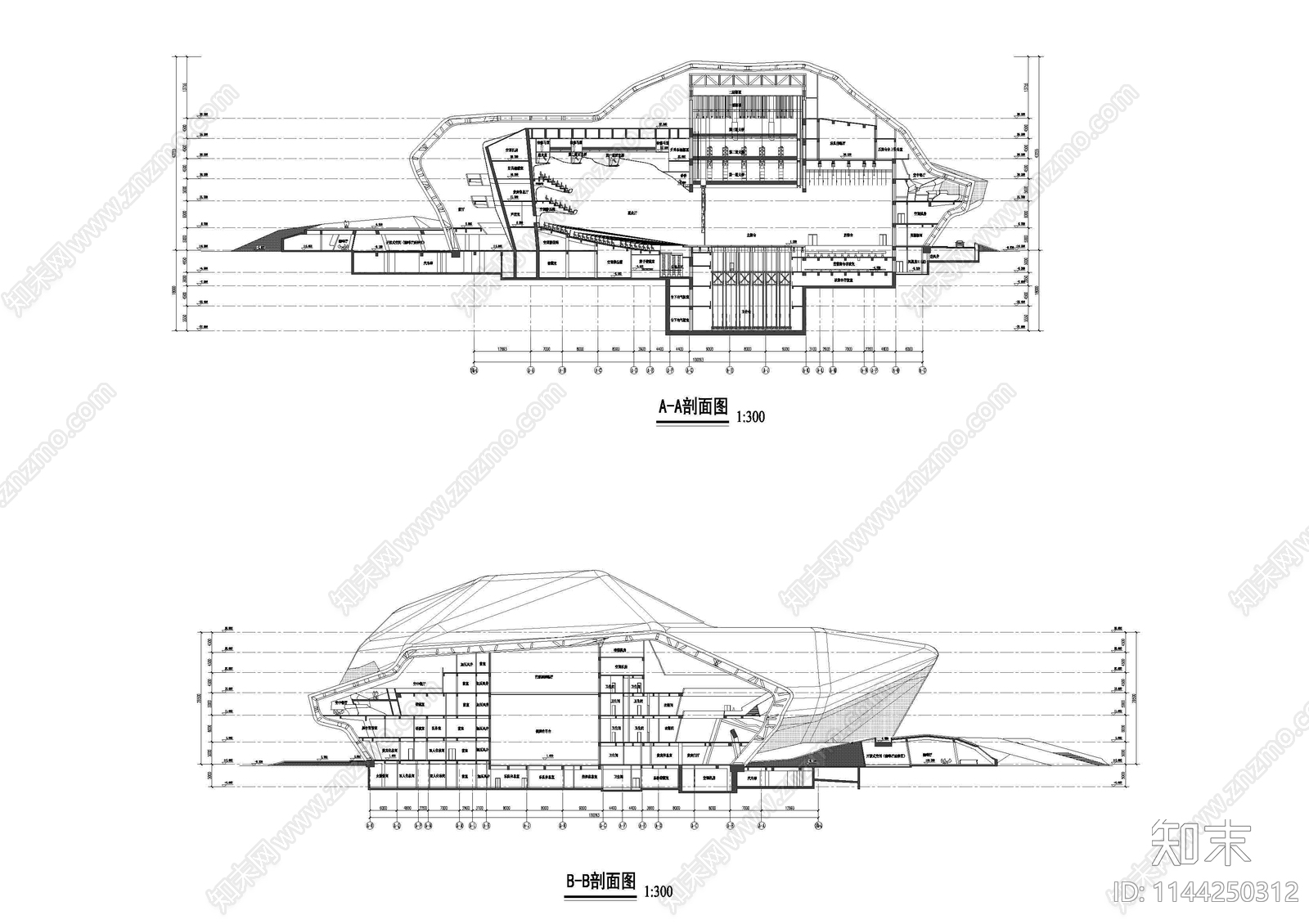 广州歌剧院建筑cad施工图下载【ID:1144250312】