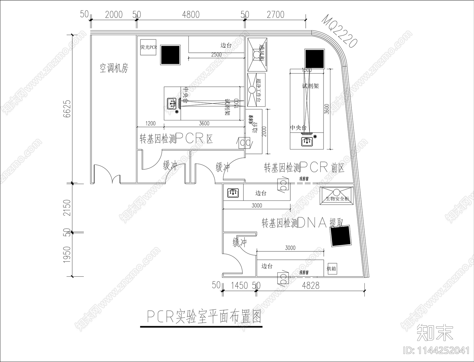 PCR净化实验室装修电气暖通系统cad施工图下载【ID:1144252041】