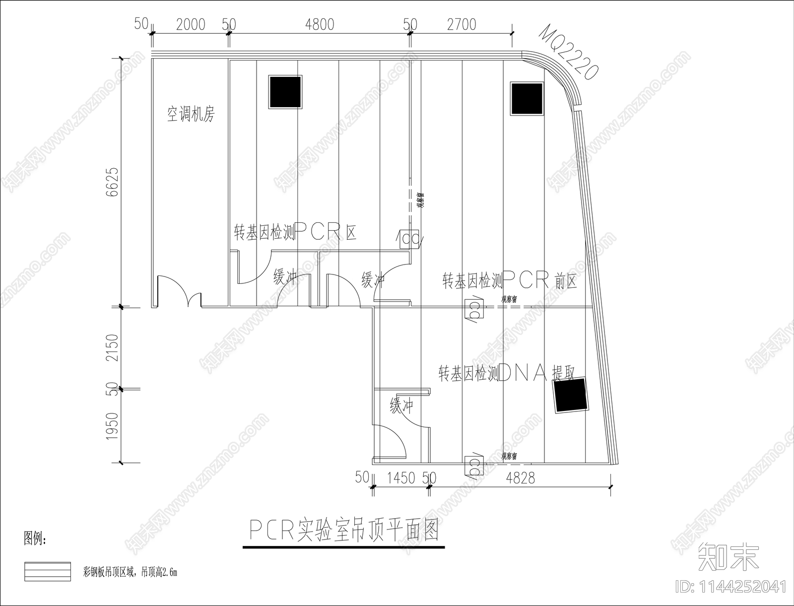 PCR净化实验室装修电气暖通系统cad施工图下载【ID:1144252041】