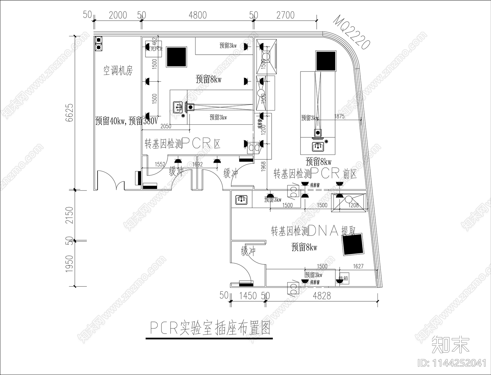 PCR净化实验室装修电气暖通系统cad施工图下载【ID:1144252041】