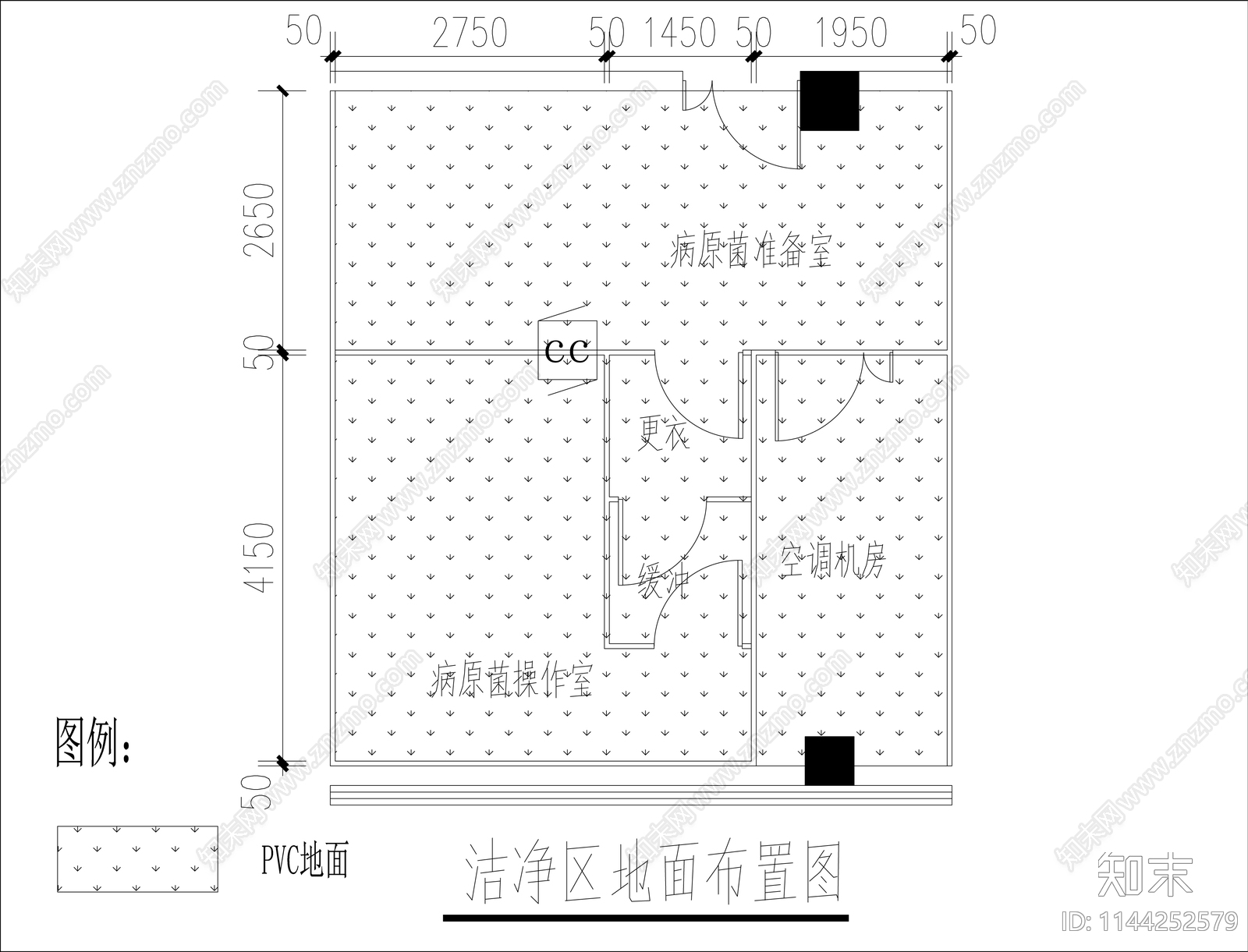 病原菌净化实验室装修电气暖通系统cad施工图下载【ID:1144252579】