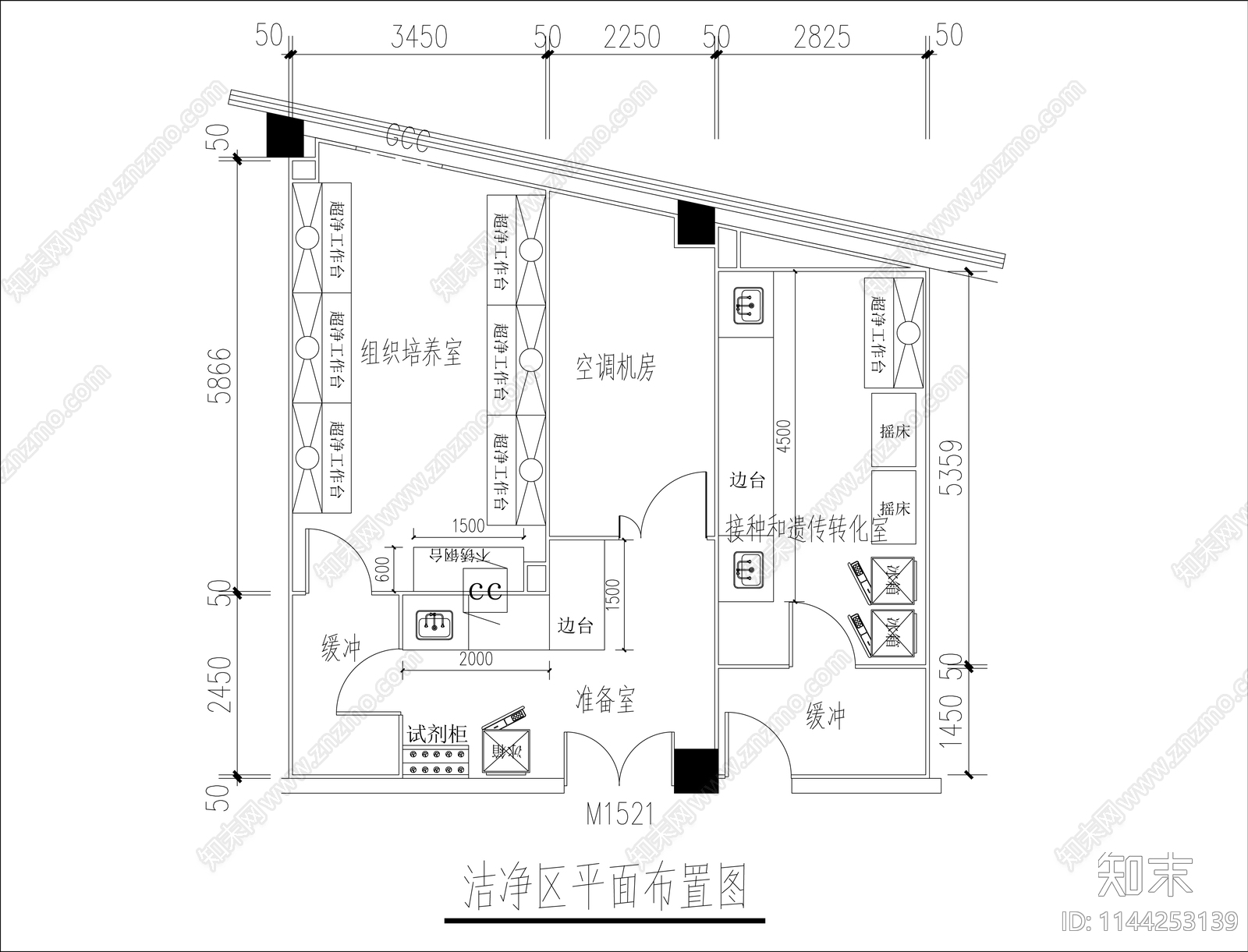 组织培养接种遗传转换净化实验室装修电气暖通cad施工图下载【ID:1144253139】