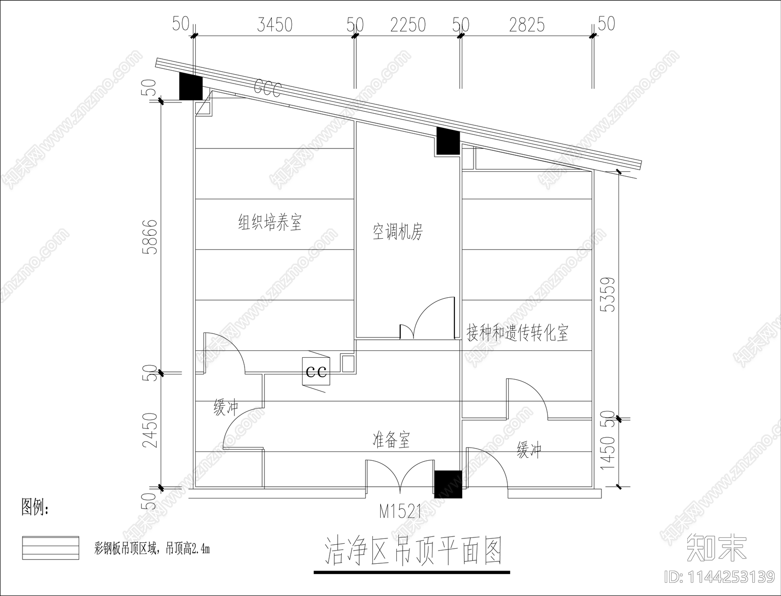 组织培养接种遗传转换净化实验室装修电气暖通cad施工图下载【ID:1144253139】