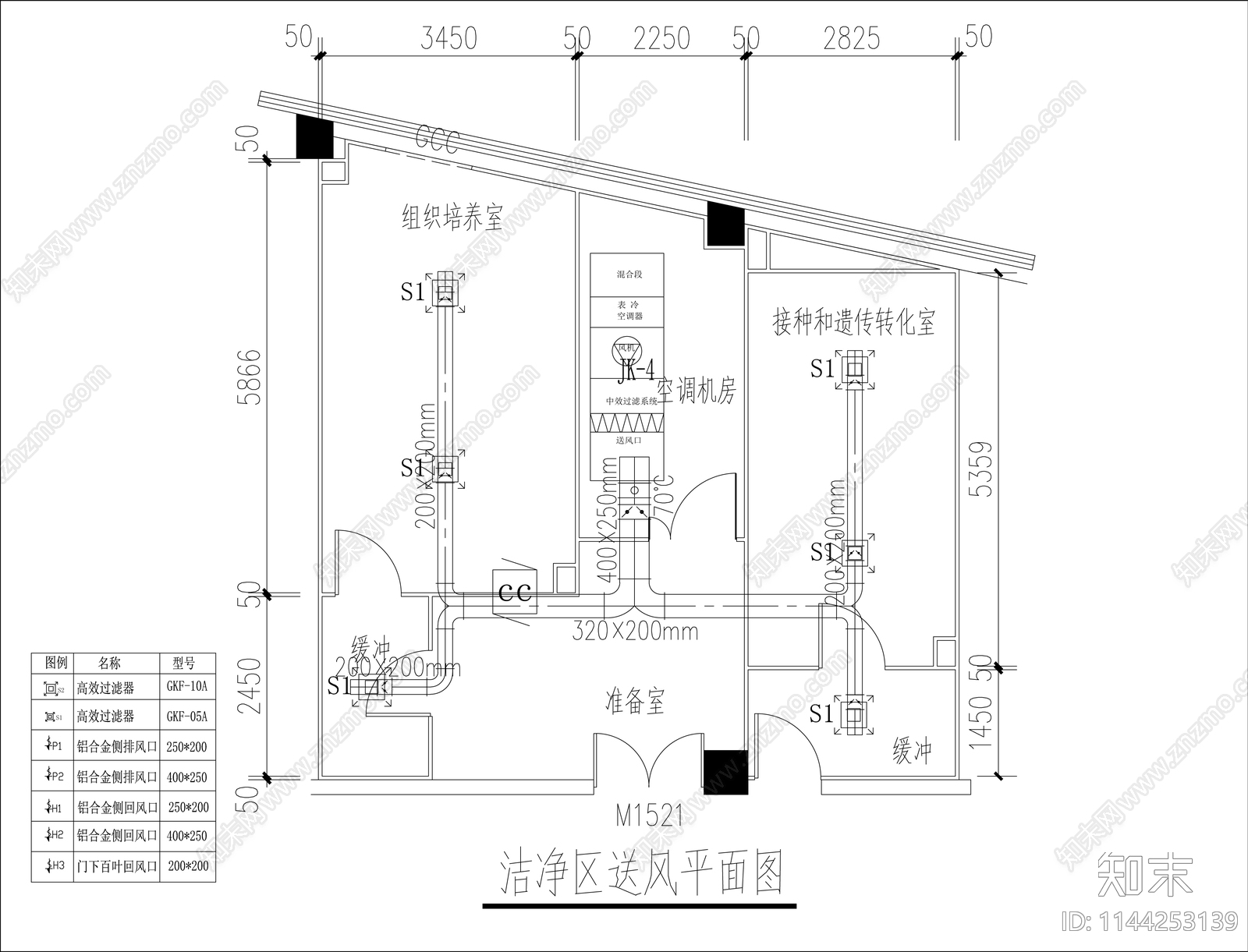 组织培养接种遗传转换净化实验室装修电气暖通cad施工图下载【ID:1144253139】