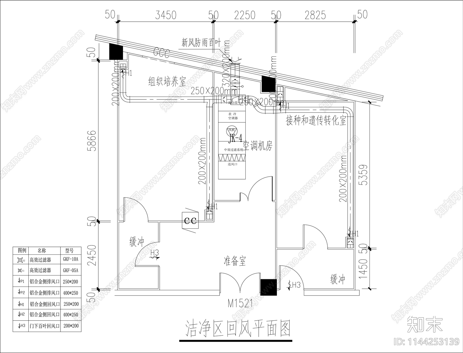 组织培养接种遗传转换净化实验室装修电气暖通cad施工图下载【ID:1144253139】