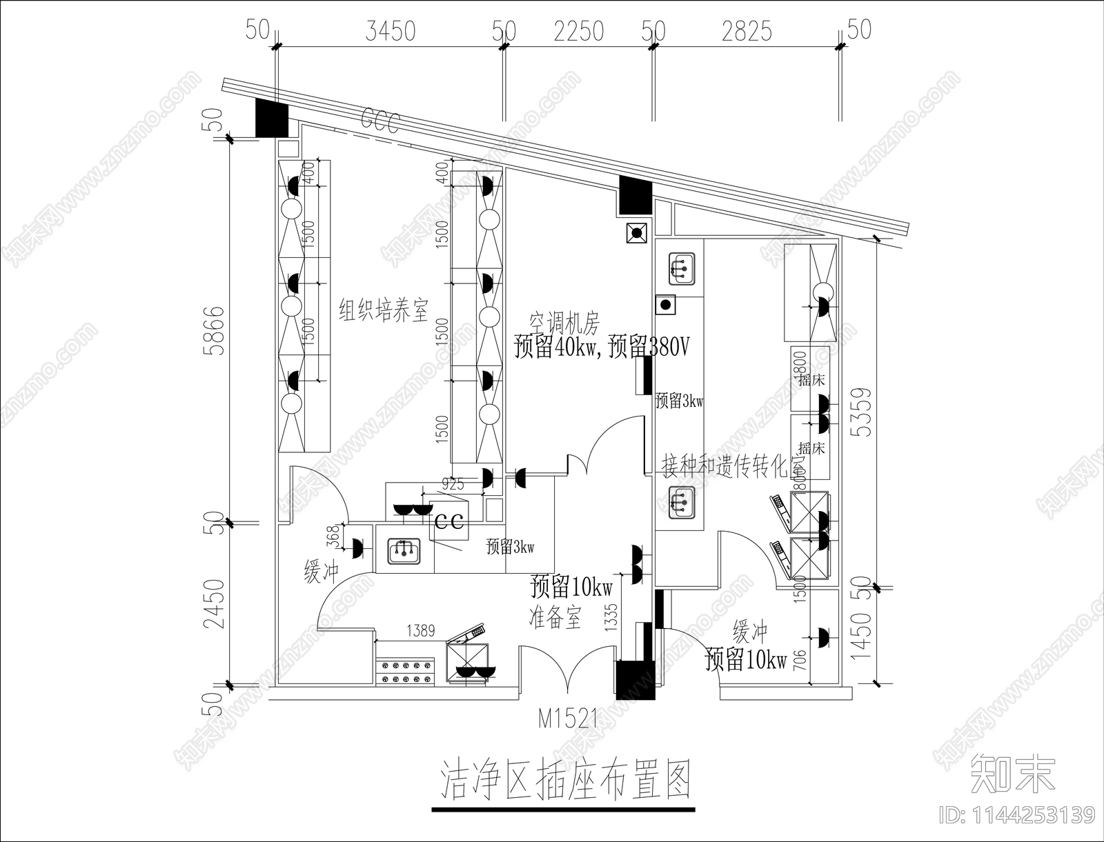 组织培养接种遗传转换净化实验室装修电气暖通cad施工图下载【ID:1144253139】