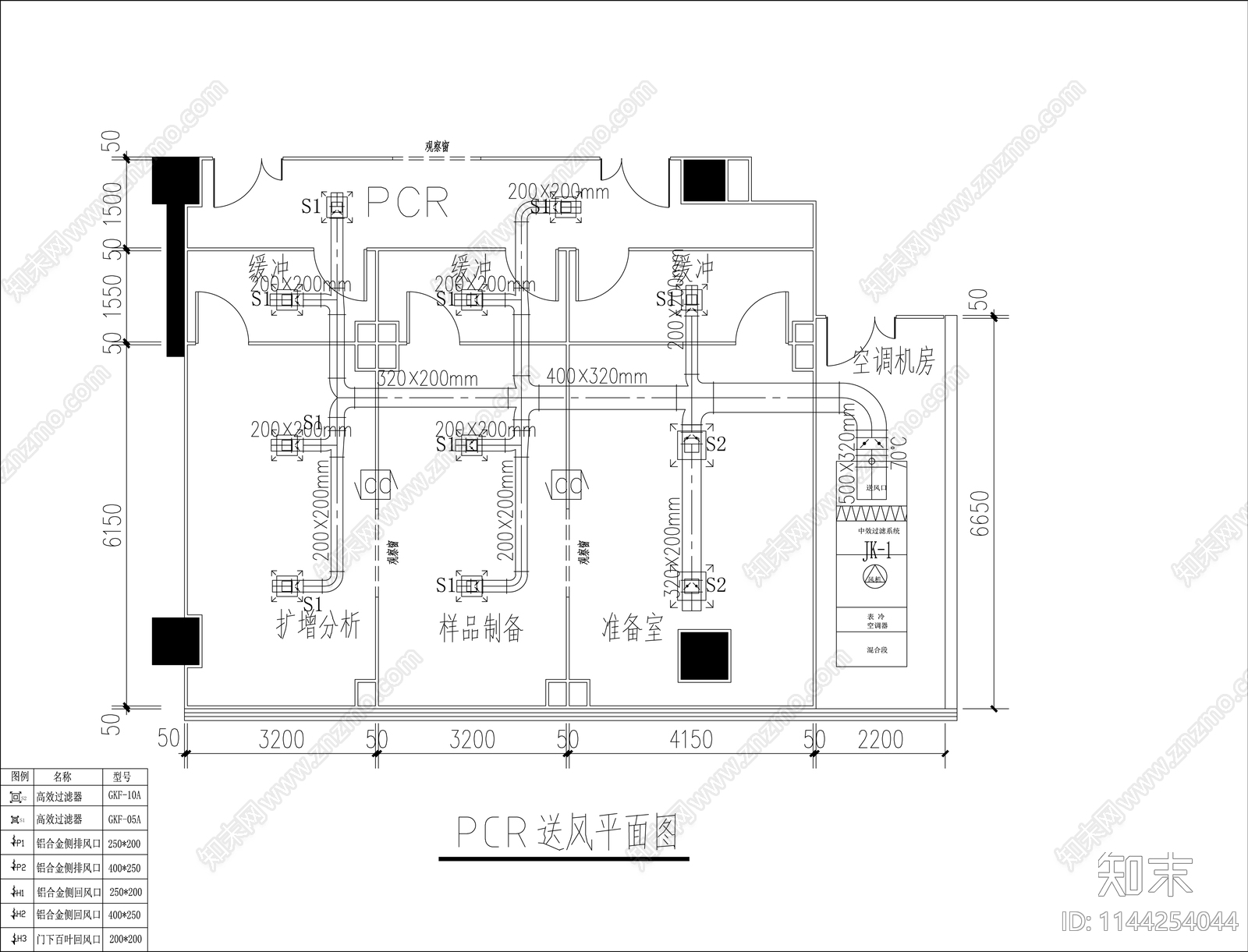 PCR实验室装修电气暖通设计说明cad施工图下载【ID:1144254044】