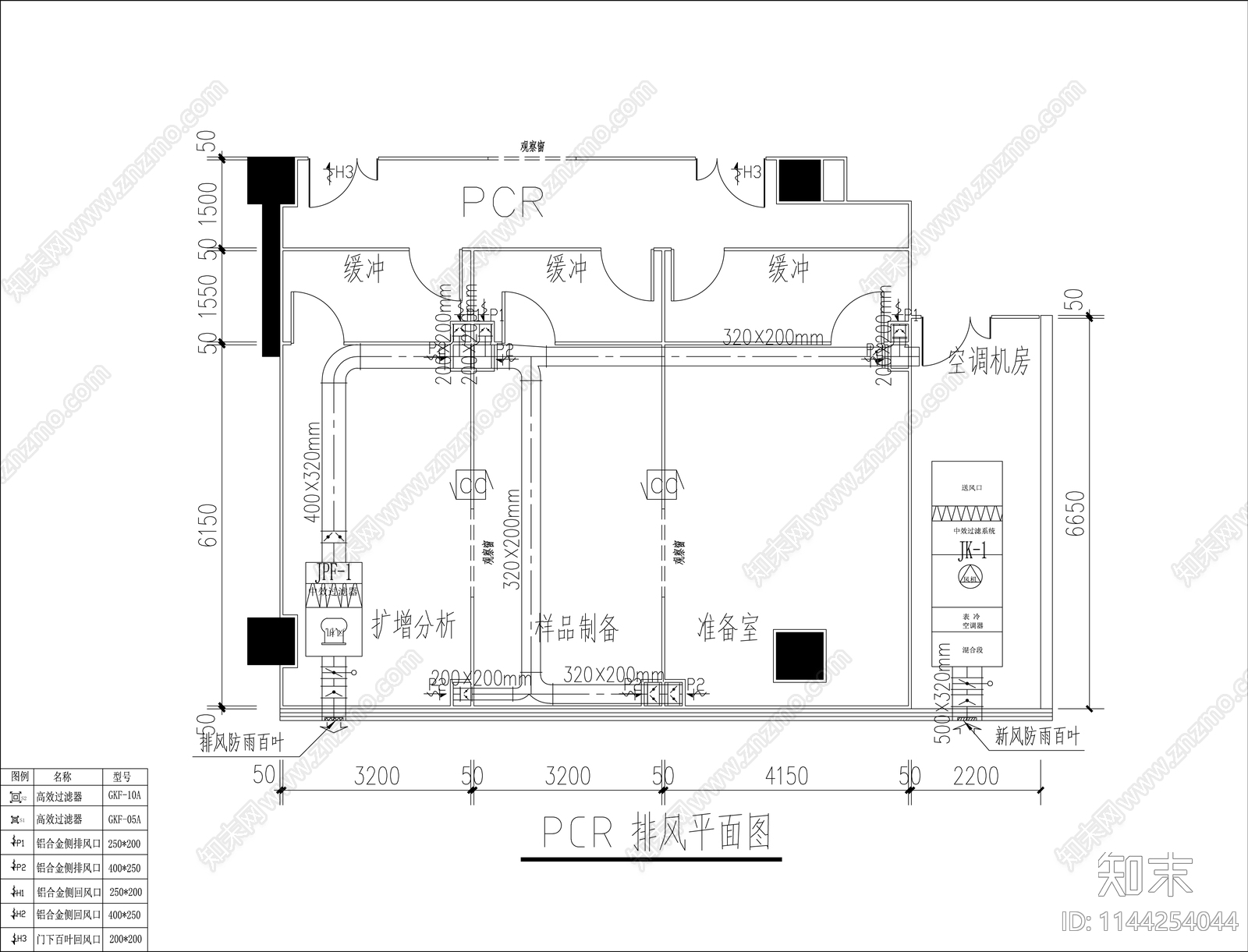 PCR实验室装修电气暖通设计说明cad施工图下载【ID:1144254044】